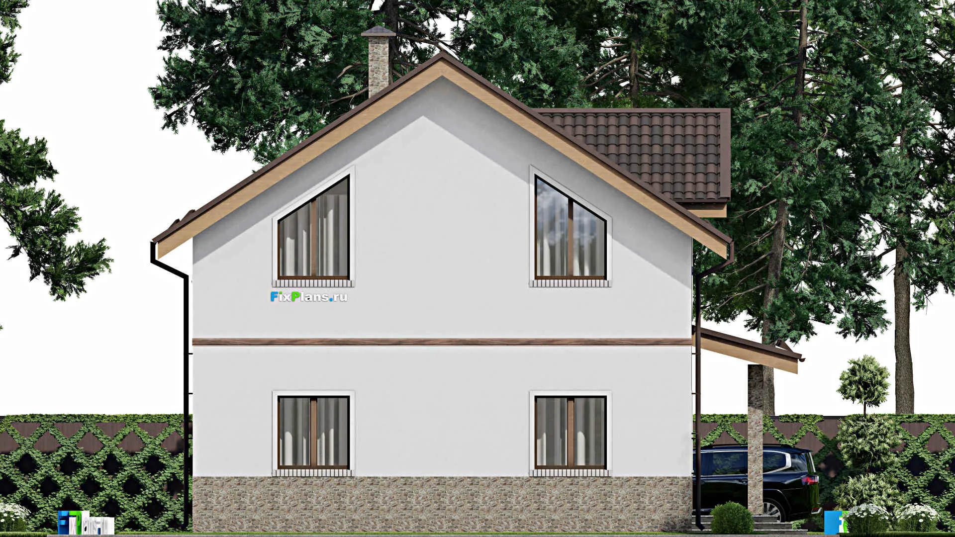 F-11312 - Проект дома с мансардой 12 на 13, площадью 180 м² с 5 спальнями