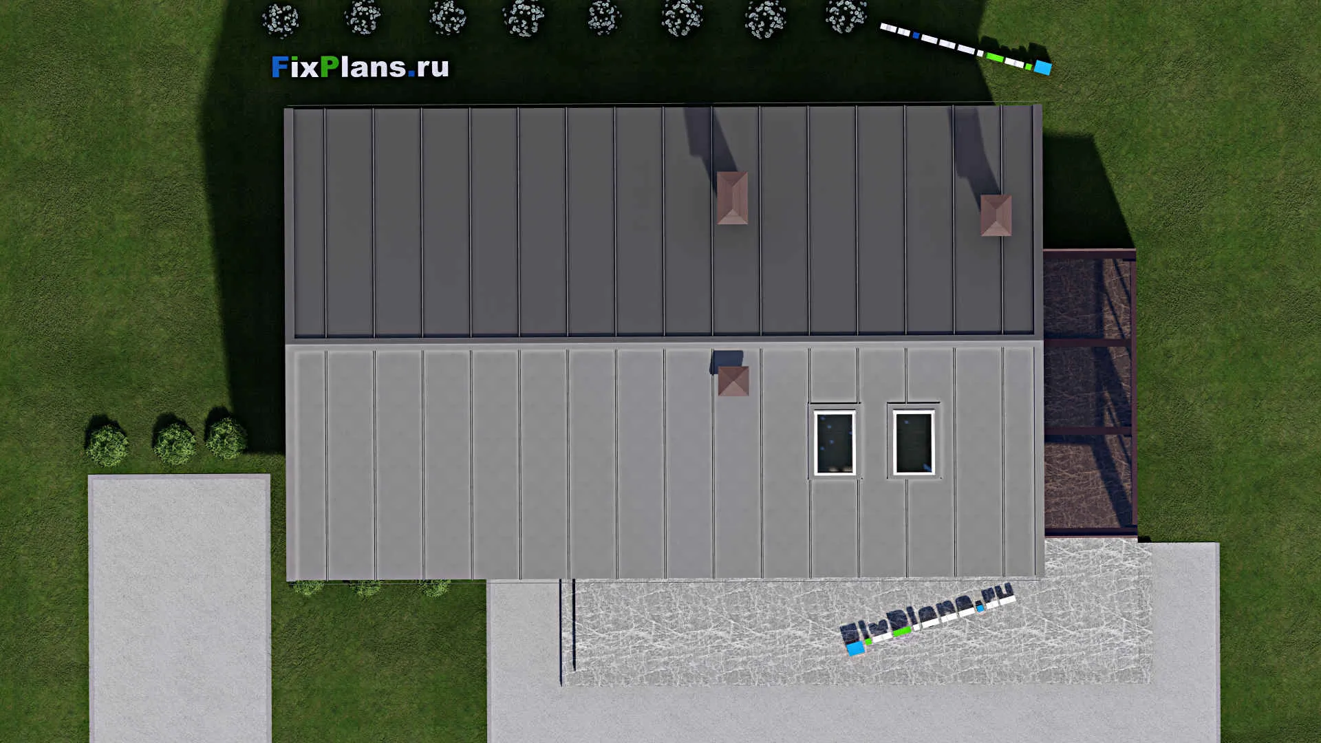 F-10070 - Проект одноэтажного дома 13 на 19, площадью 170 м² с террасой и 2 спальнями