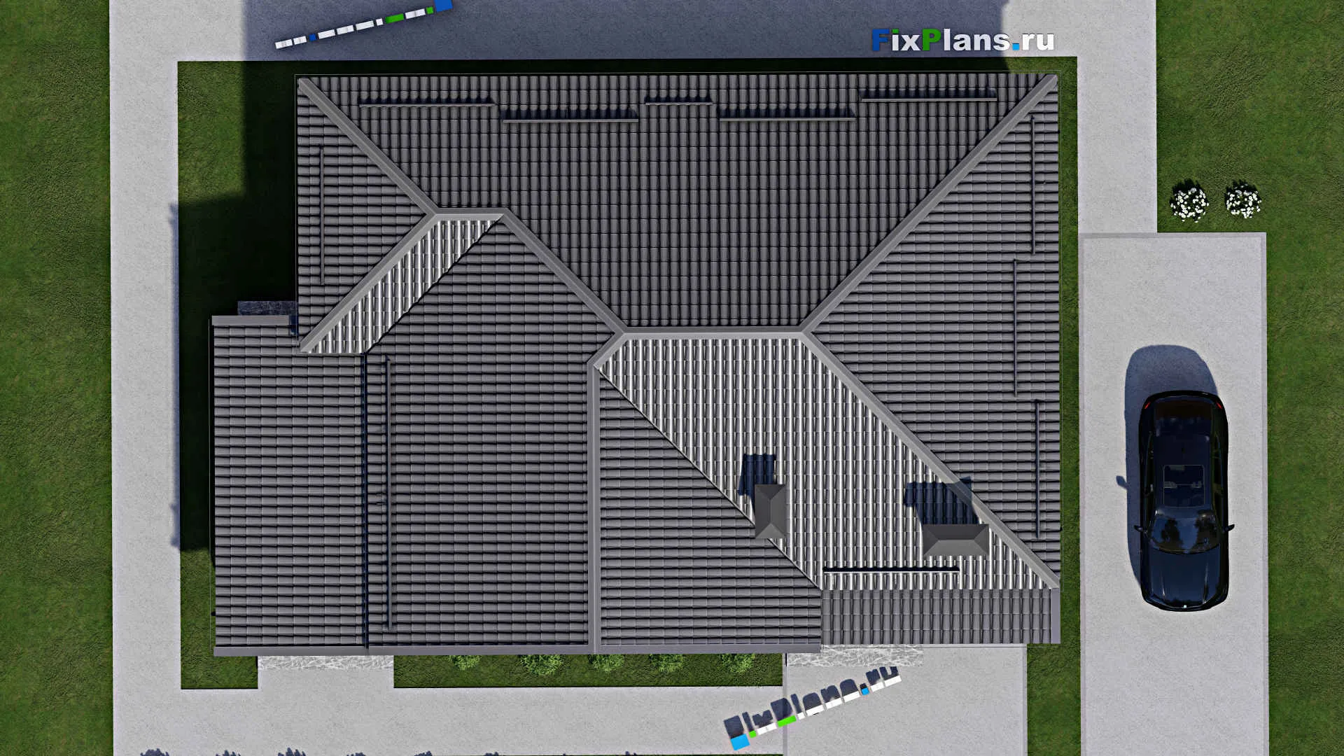 F-5453 - Проект одноэтажного дома 12 на 16, площадью 160 м² с террасой и 3 спальнями