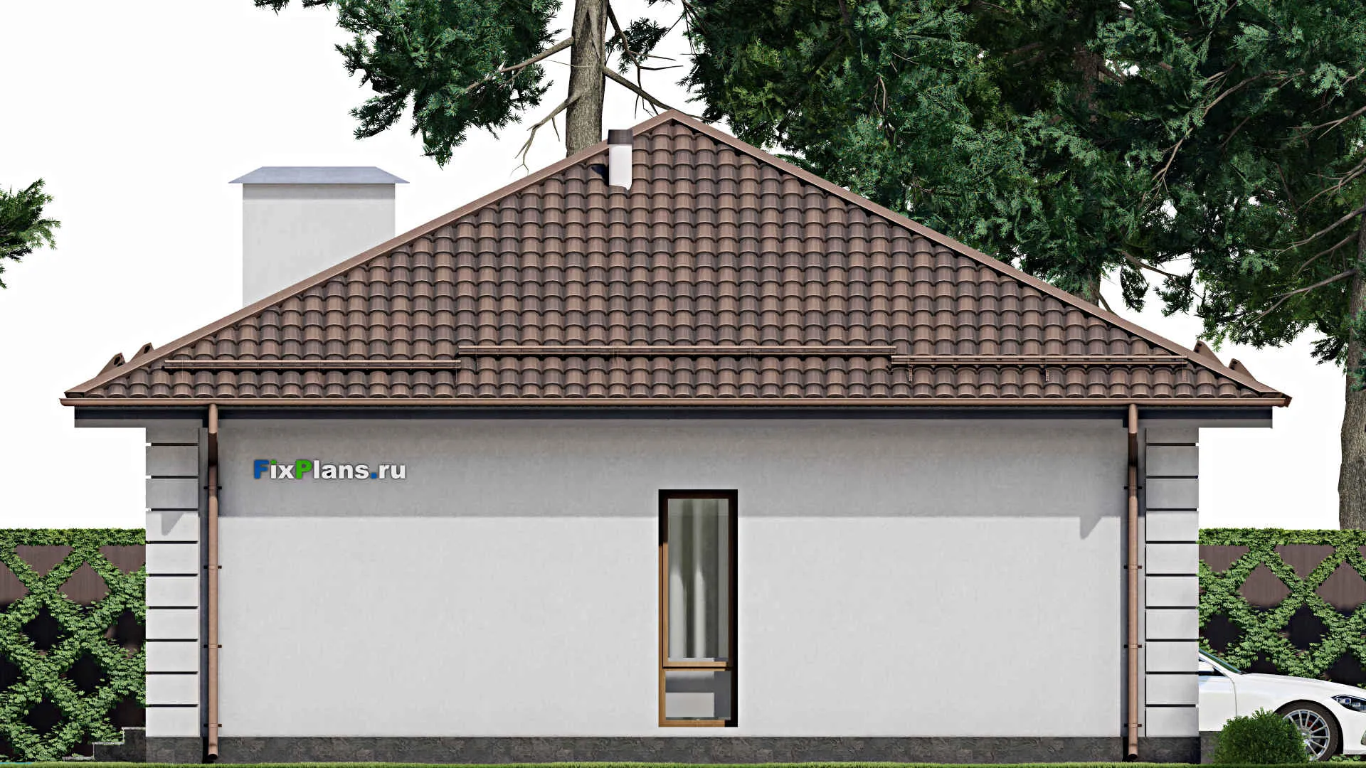 F-9161 - Проект одноэтажного дома 11 на 11, площадью 90 м² с 3 спальнями