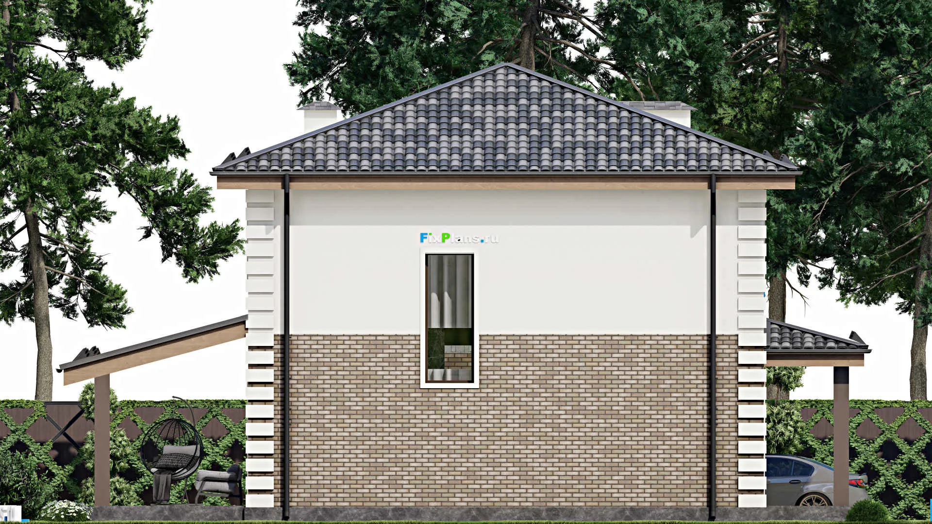 F-12284 - Проект двухэтажного дома 10 на 15, площадью 180 м² с террасой и 2 спальнями