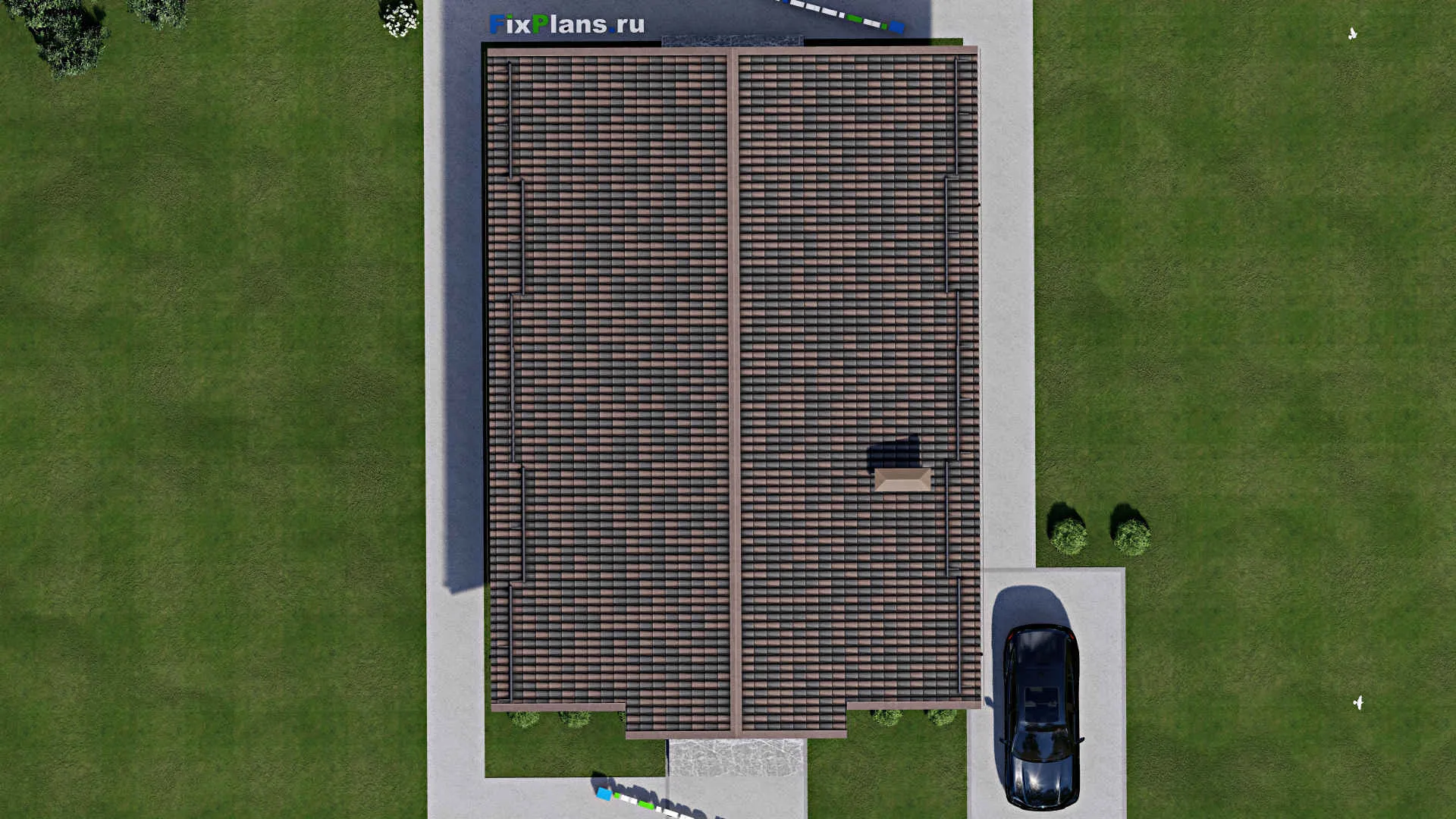 F-6128 - План одноэтажного дома 11 на 13, площадью 150 м² с террасой и 3 спальнями