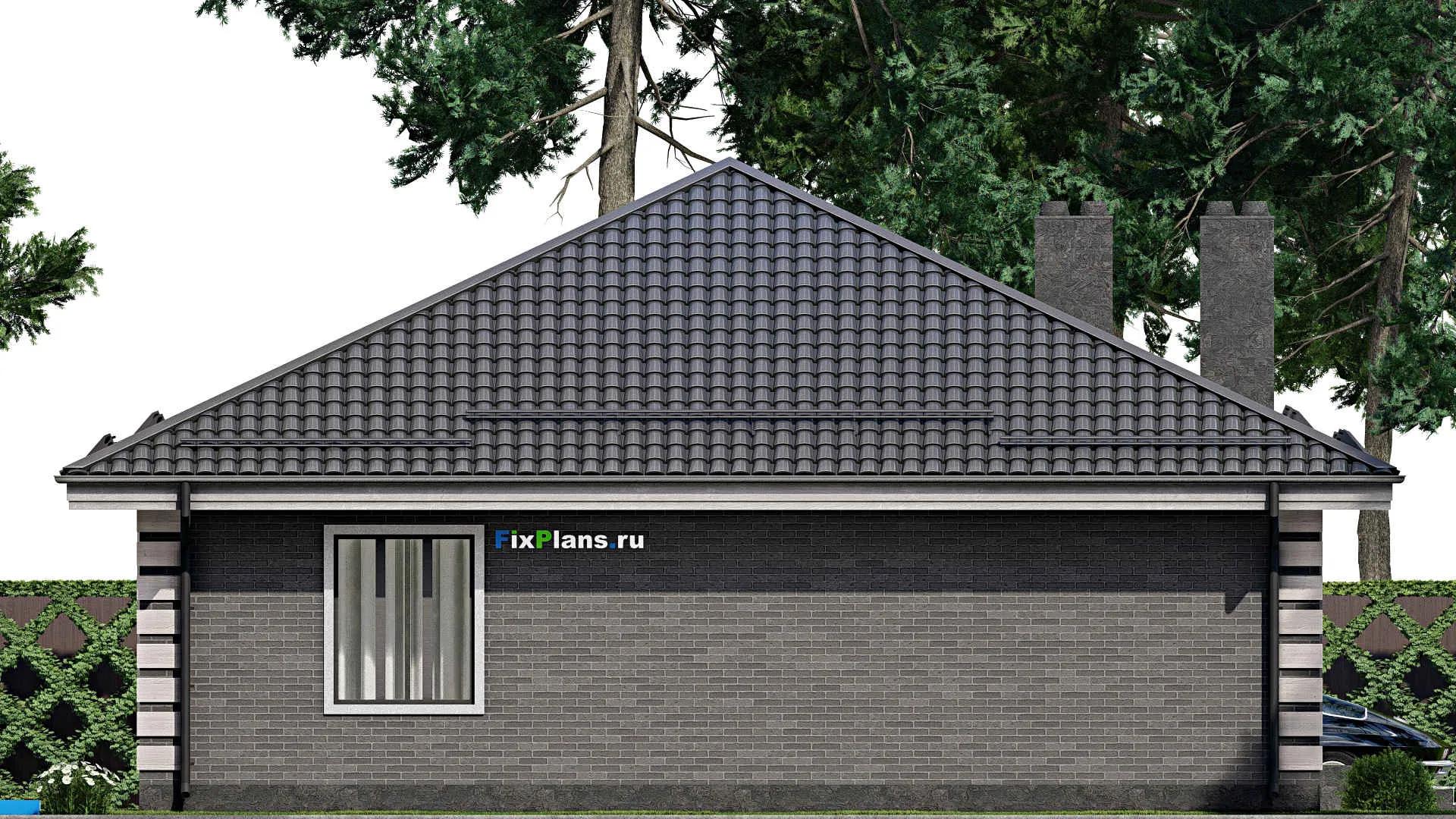 F-3185 - План одноэтажного дома 13 на 15, площадью 140 м² с 4 спальнями