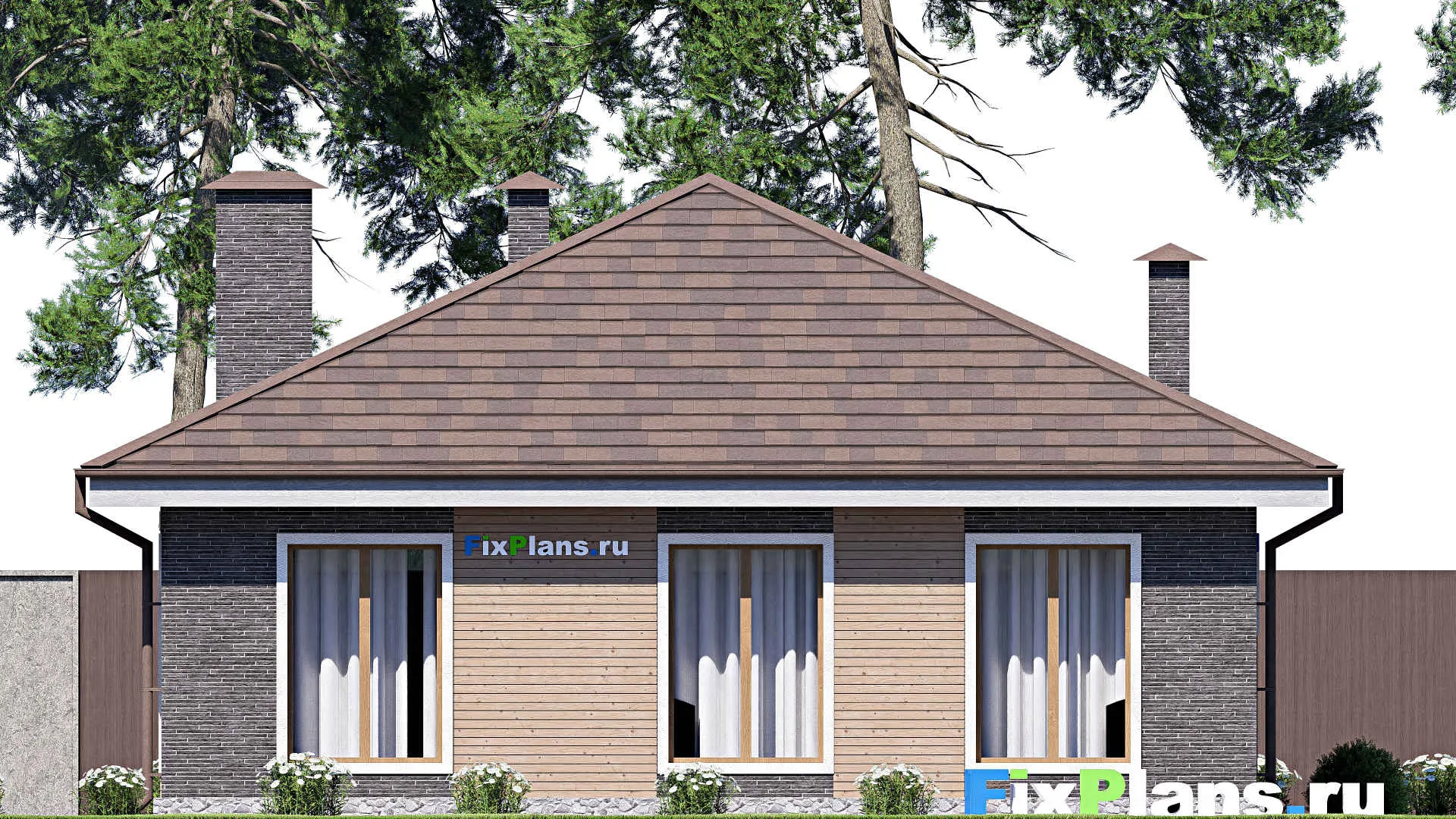 F-17621 - План одноэтажного дома 11 на 11, площадью 80 м² с 3 спальнями