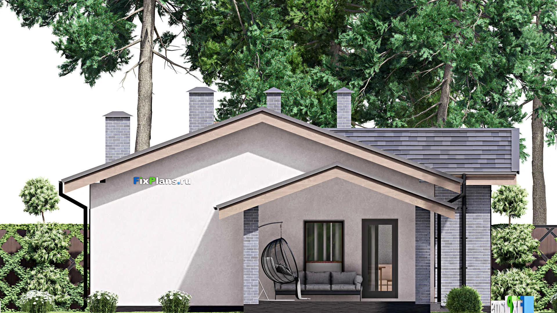 F-12923 - План одноэтажного дома 11 на 23, площадью 170 м² с террасой и 3 спальнями