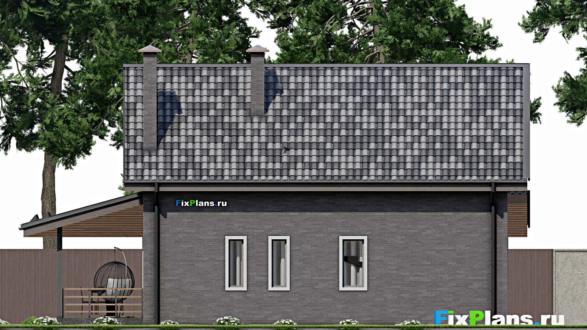 F-3833 - Проект дома с мансардой 9 на 11, площадью 170 м² с террасой и 4 спальнями