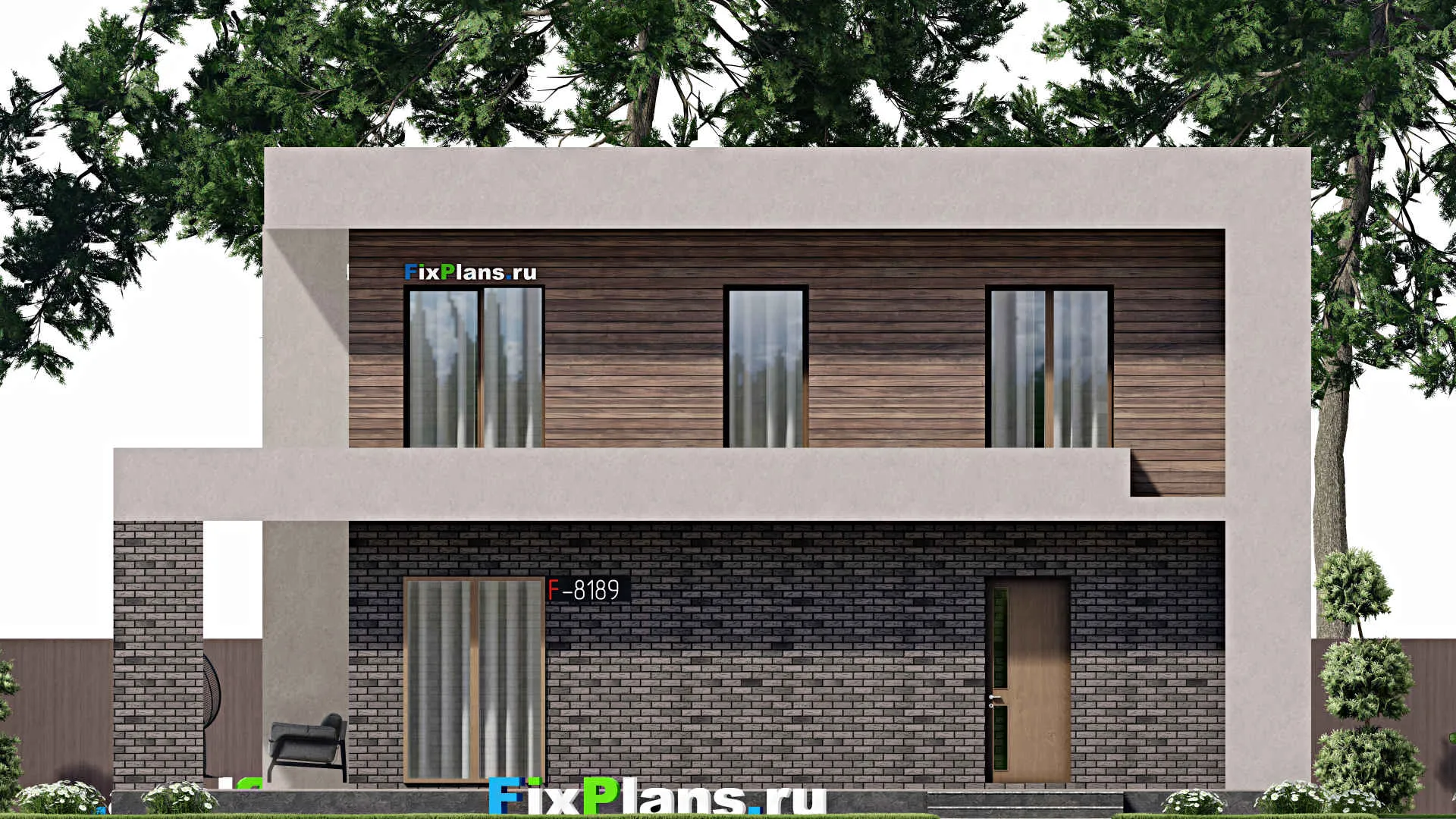 F-8189 - Проект двухэтажного дома 10 на 14, площадью 230 м² с террасой, балконом и 2 спальнями