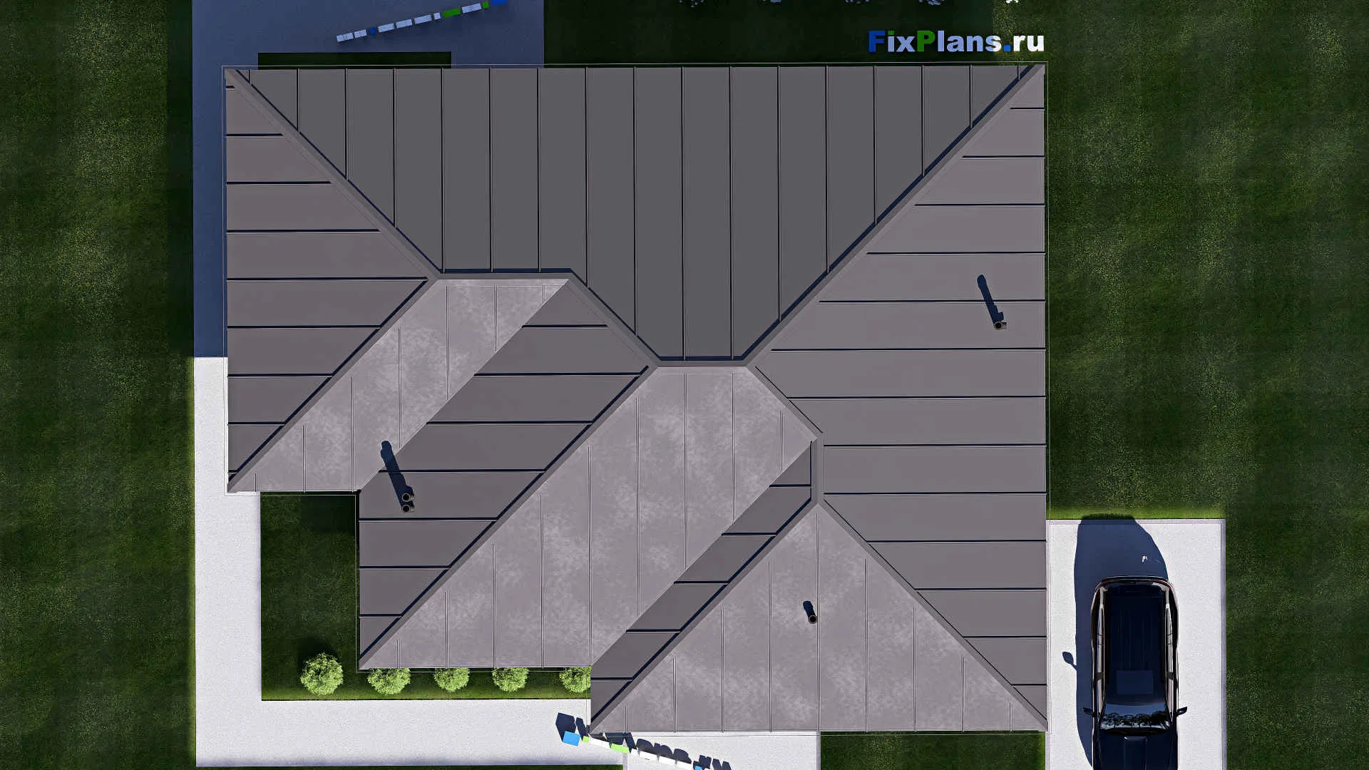 F-19637 - Проект одноэтажного дома 14 на 18, площадью 180 м² с террасой и 3 спальнями