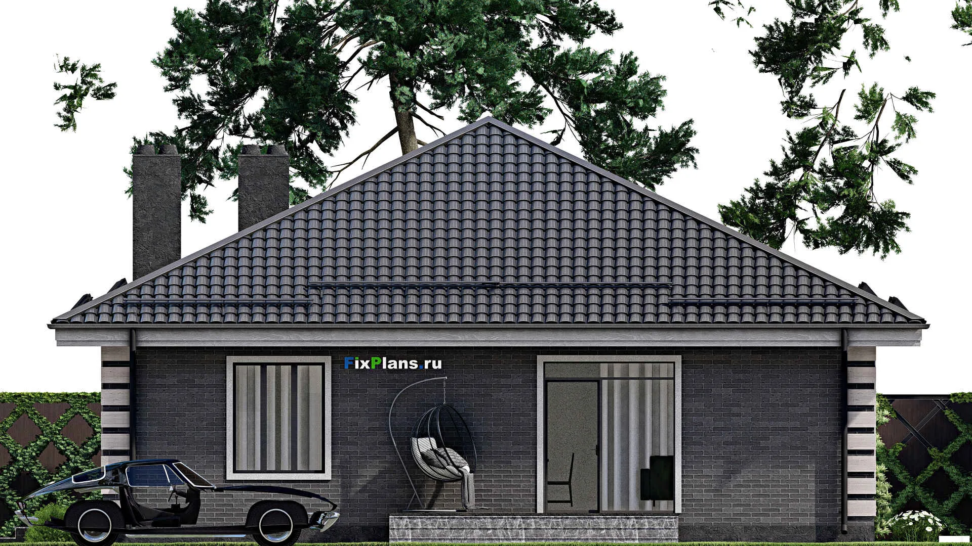 F-3185 - План одноэтажного дома 13 на 15, площадью 140 м² с 4 спальнями