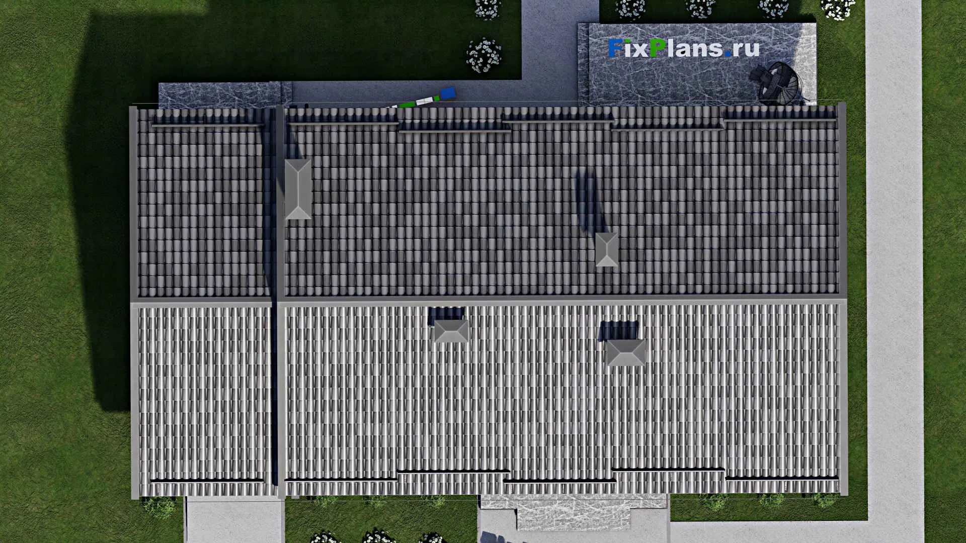 F-7595 - Проект одноэтажного дома 10 на 15, площадью 160 м² с террасой, гаражом на 1 машину и 3 спальнями