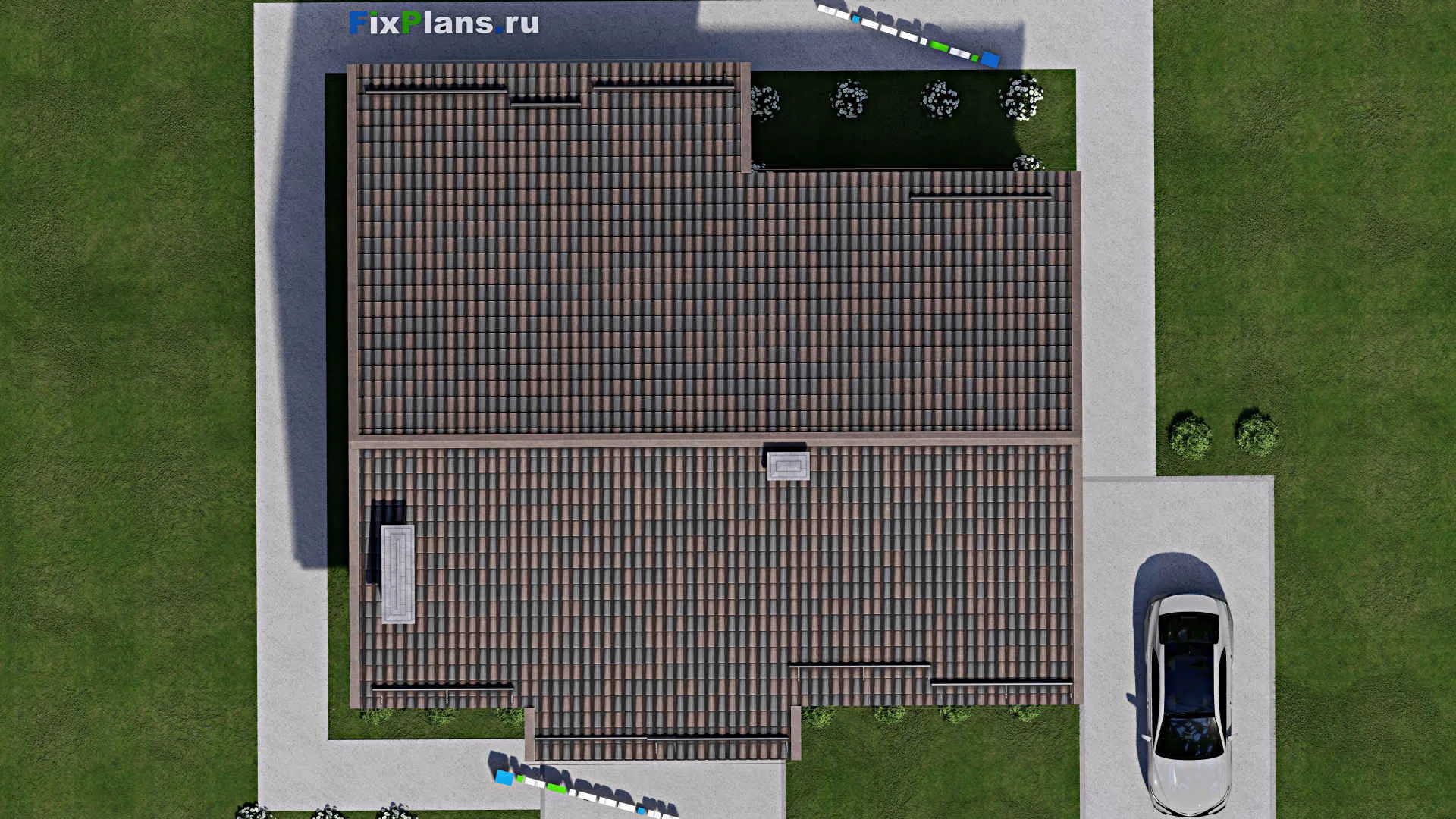 F-4580 - Проект одноэтажного дома 10 на 14, площадью 140 м² с террасой и 3 спальнями