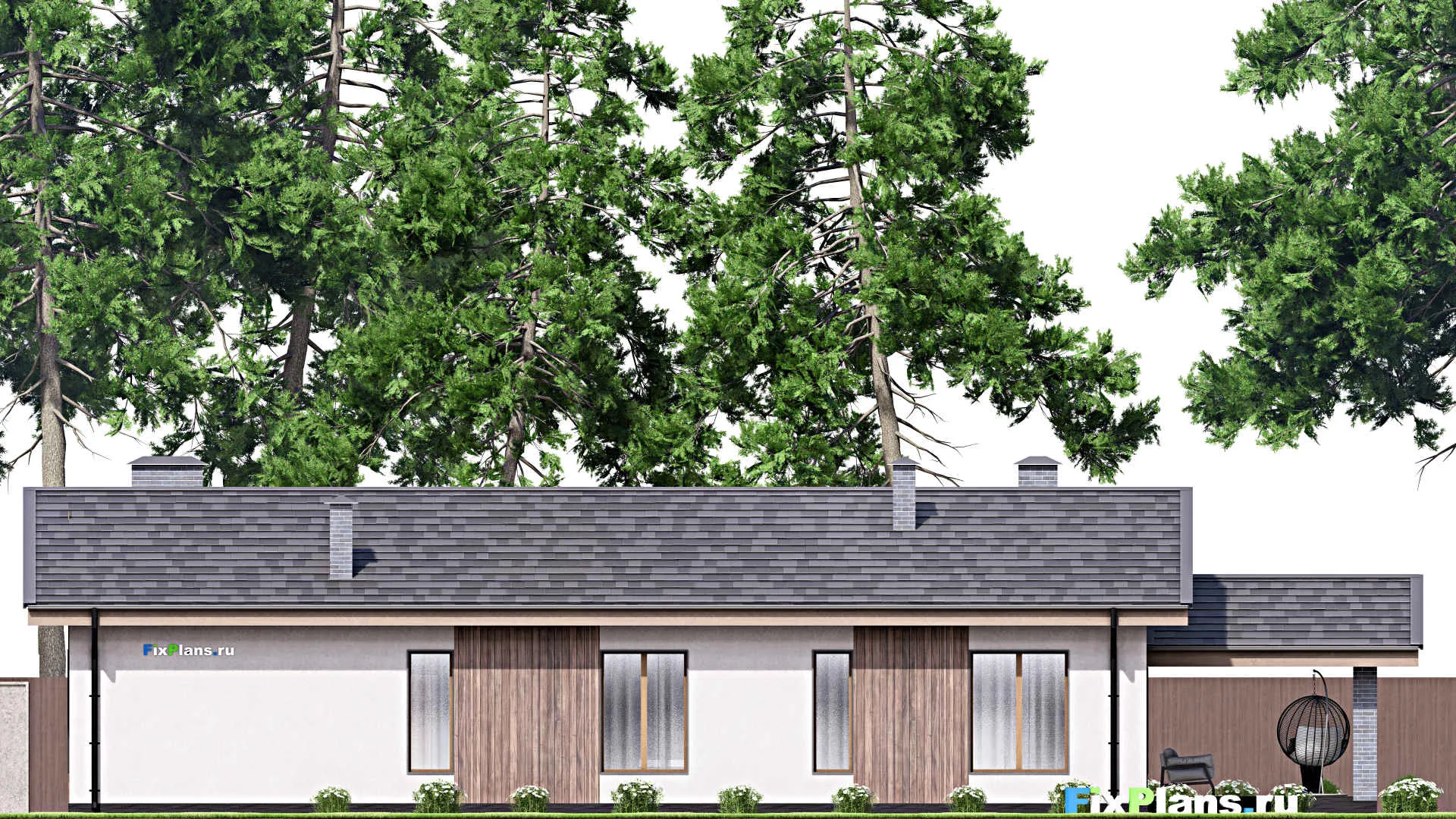 F-12923 - План одноэтажного дома 11 на 23, площадью 170 м² с террасой и 3 спальнями