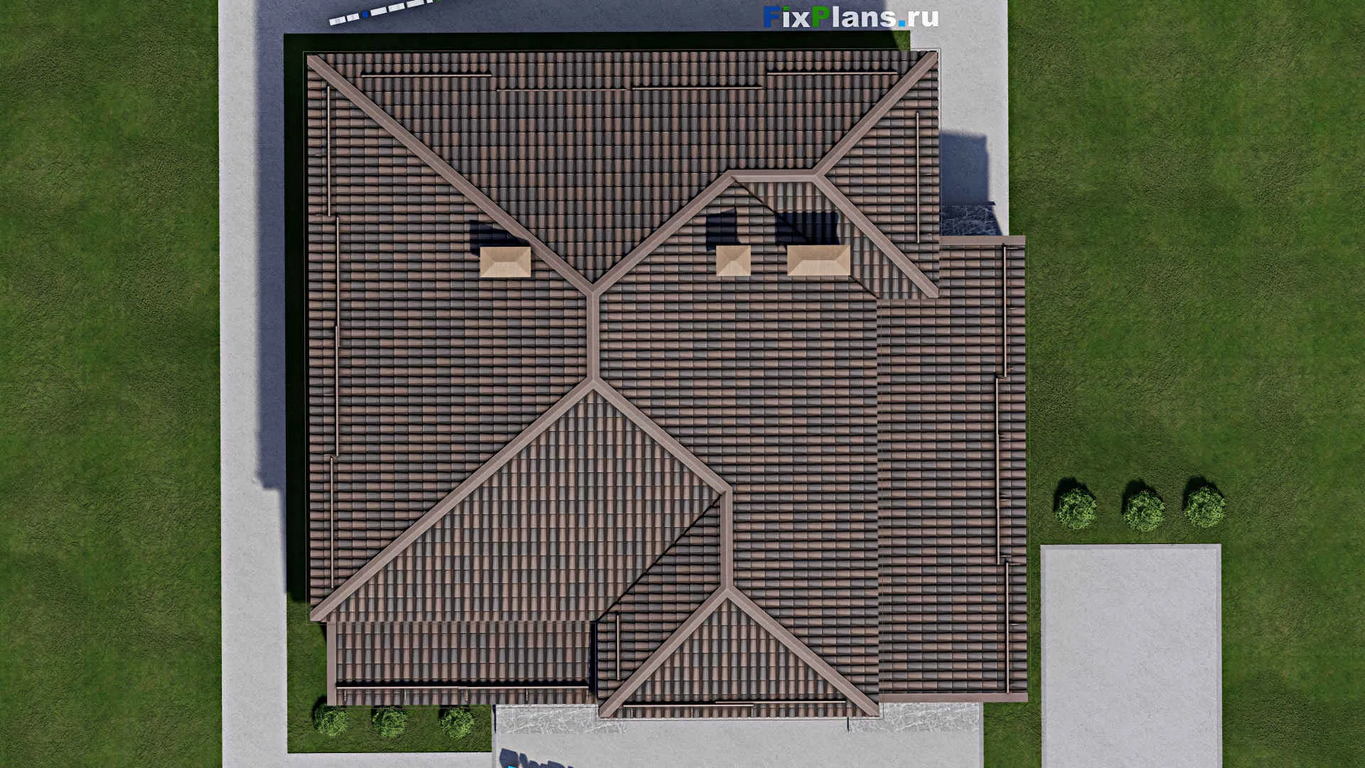 F-8135 - Проект одноэтажного дома 15 на 16, площадью 180 м² с террасой и 3 спальнями