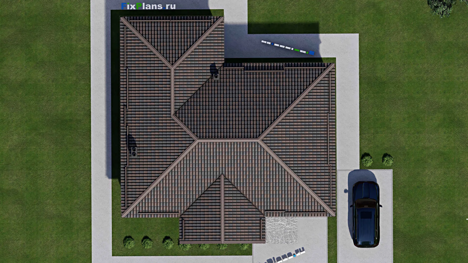 F-8018 - Проект одноэтажного дома 14 на 15, площадью 150 м² с террасой и 3 спальнями