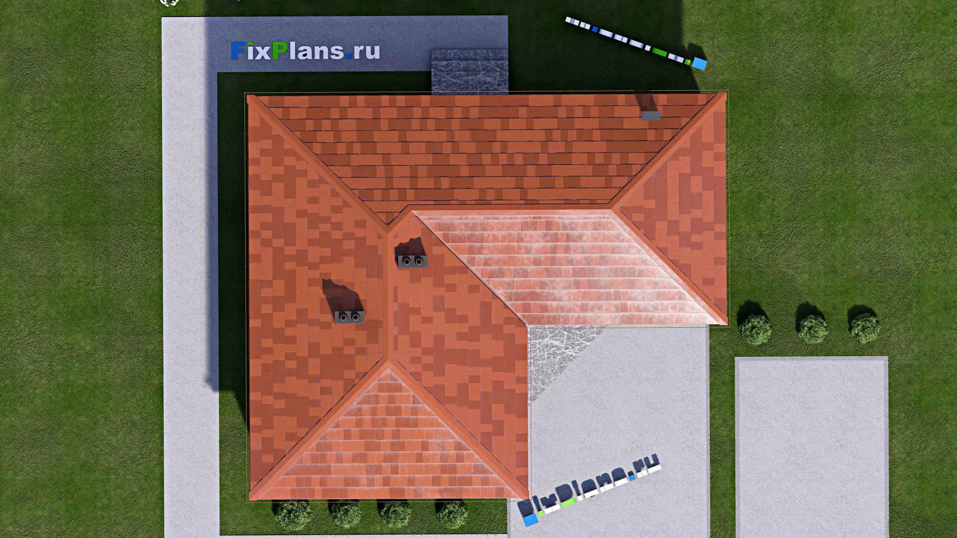 F-14858 - Проект бани 12 на 12, площадью 90 м² с комнатой отдыха, терассой и санузлом