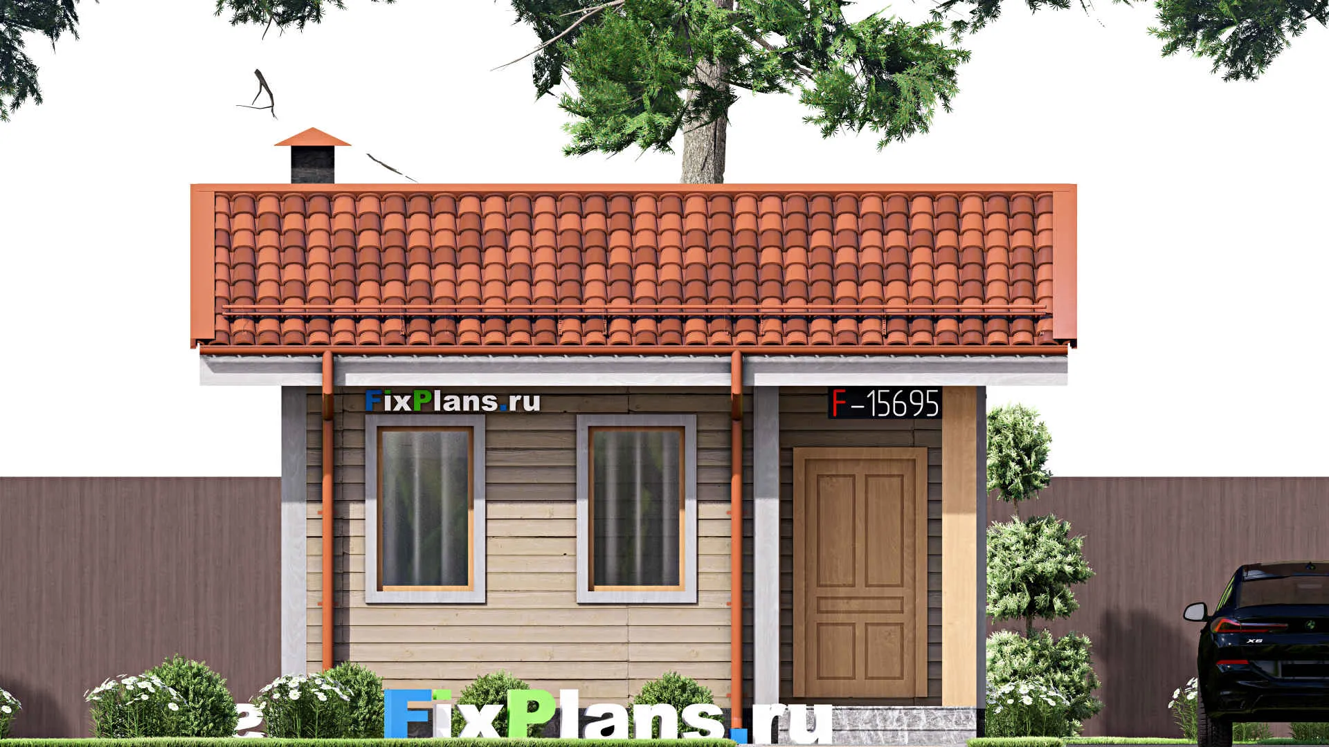 F-15695 - Проект бани 5 на 7, площадью 20 м² с комнатой отдыха