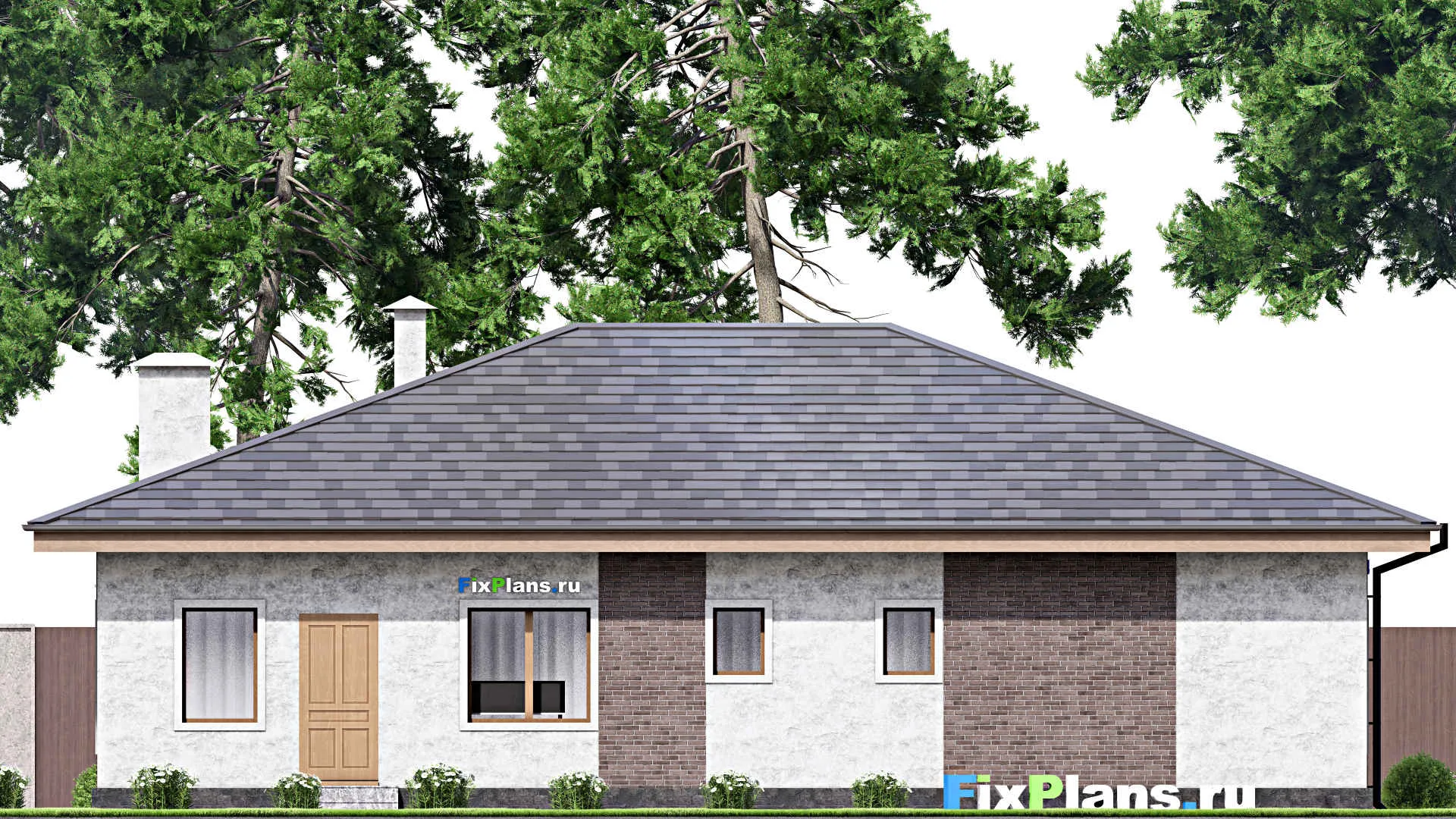 F-13337 - Проект одноэтажного дома 13 на 17, площадью 160 м² с 5 спальнями