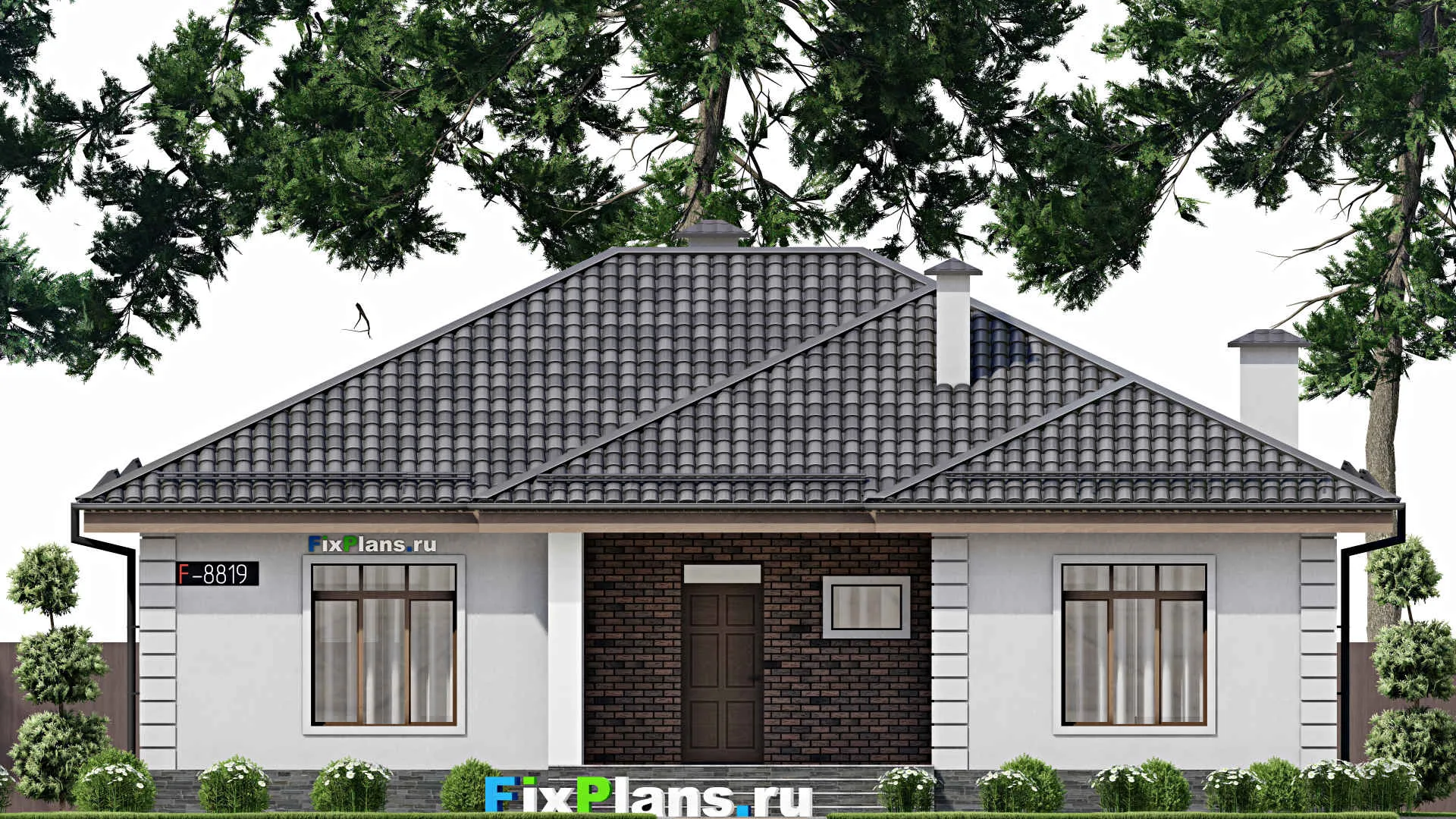 F-8819 - План одноэтажного дома 13 на 15, площадью 140 м² с 3 спальнями