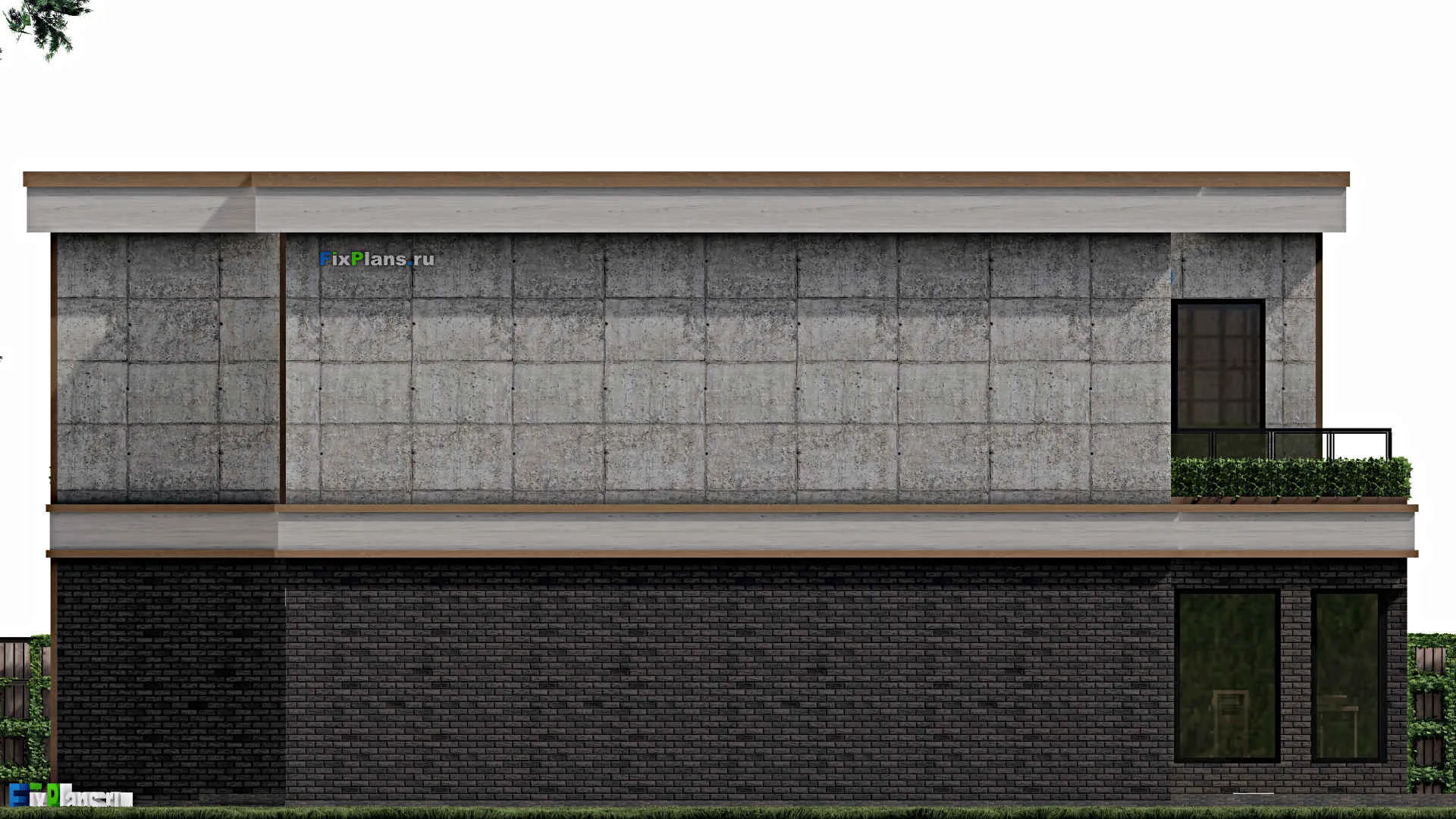 F-0971 - Проект двухэтажного дома 17 на 18, площадью 400 м² с террасой, балконом, гаражом на 2 машины и 4 спальнями