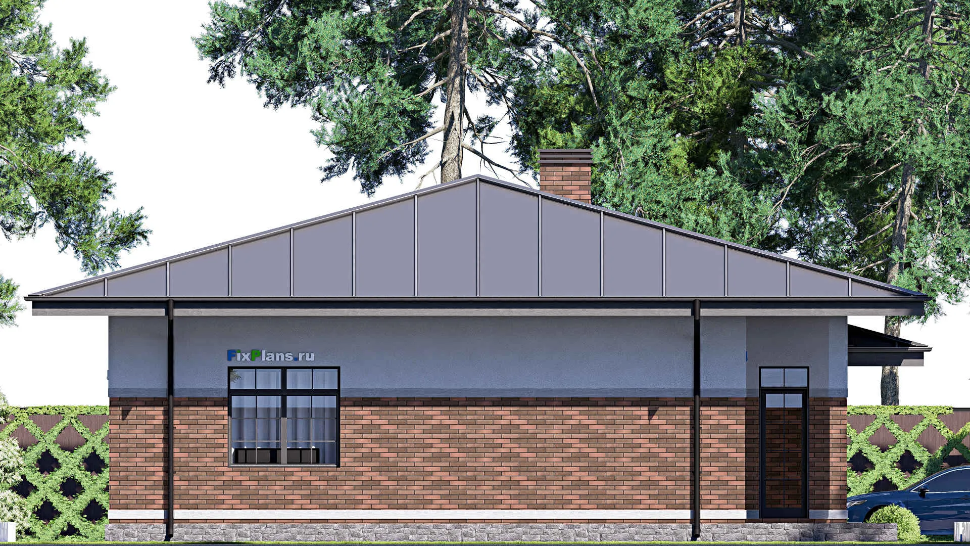 F-18278 - План одноэтажного дома 14 на 22, площадью 240 м² с террасой и 3 спальнями