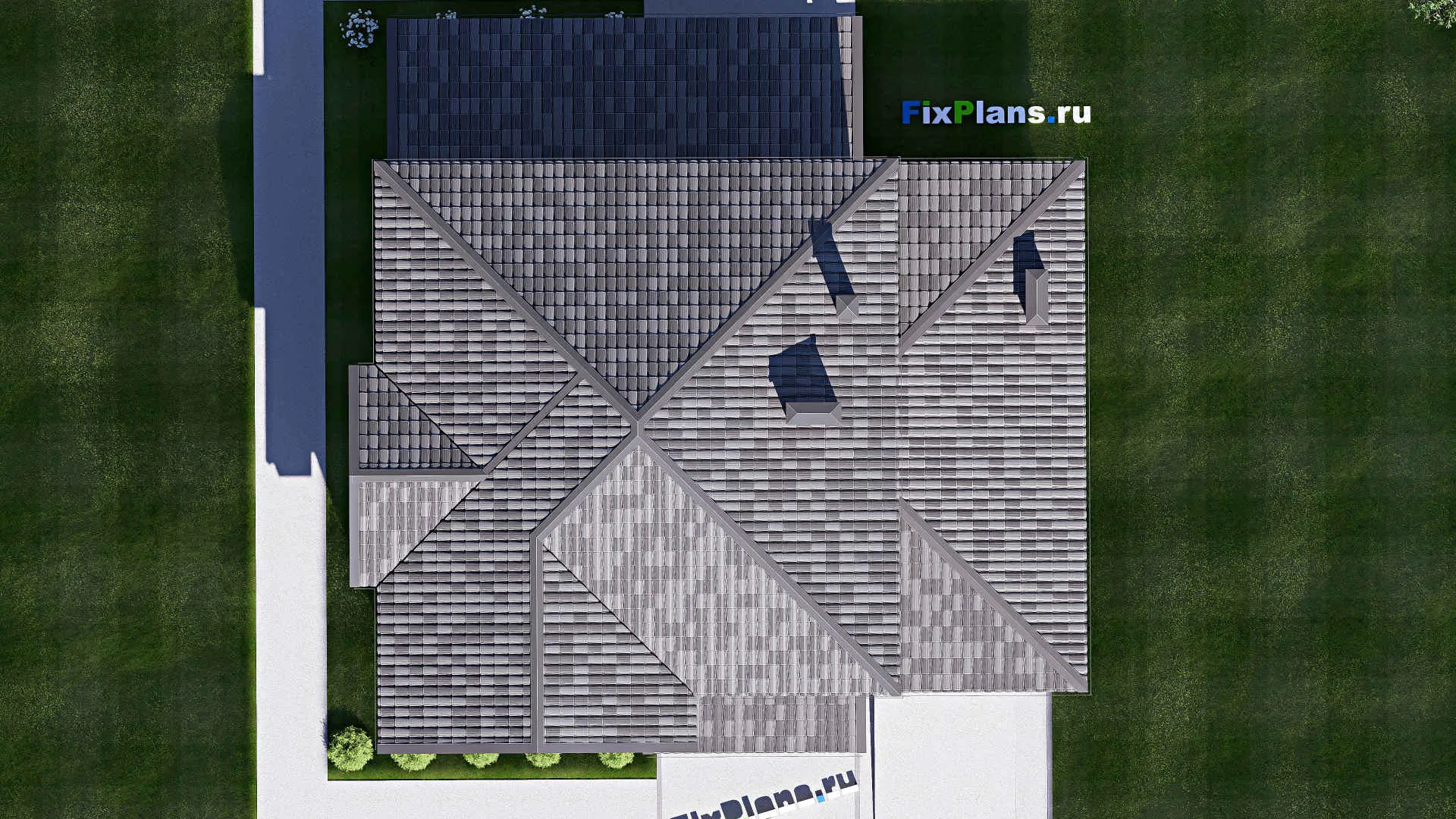 F-17315 - Проект двухэтажного дома 15 на 15, площадью 210 м² с террасой, гаражом на 1 машину и 4 спальнями