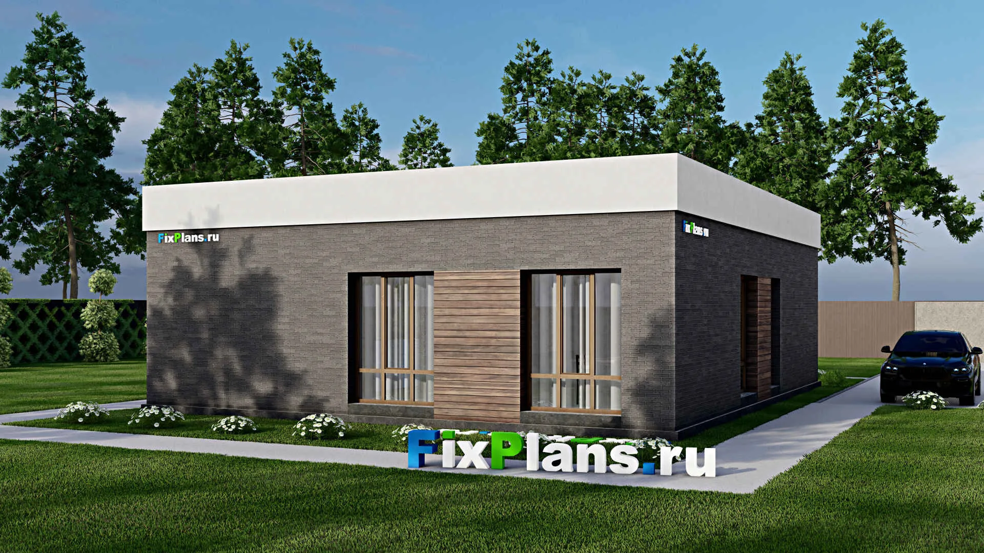 F-7811 - План одноэтажного дома 11 на 13, площадью 120 м² с 3 спальнями