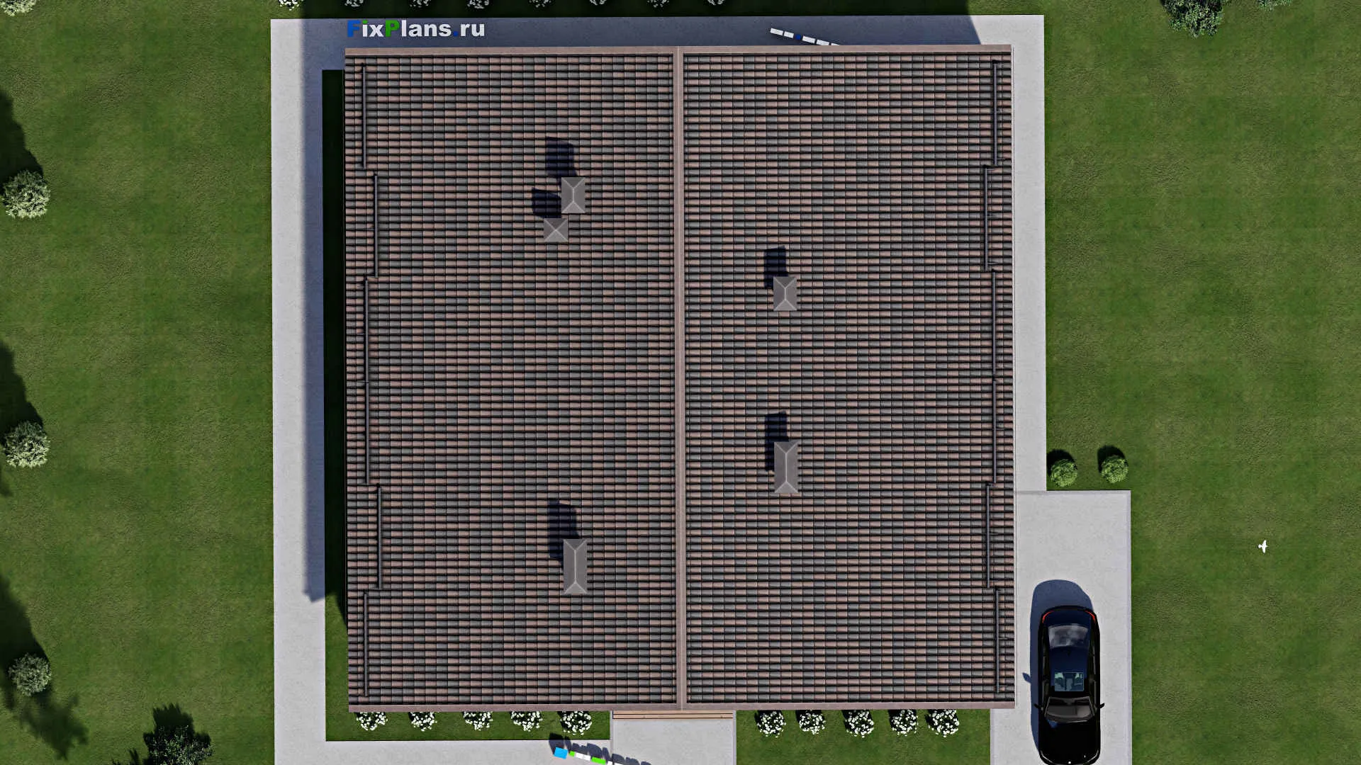 F-7091 - Проект дома с мансардой 19 на 19, площадью 340 м² с террасой, балконом и 4 спальнями