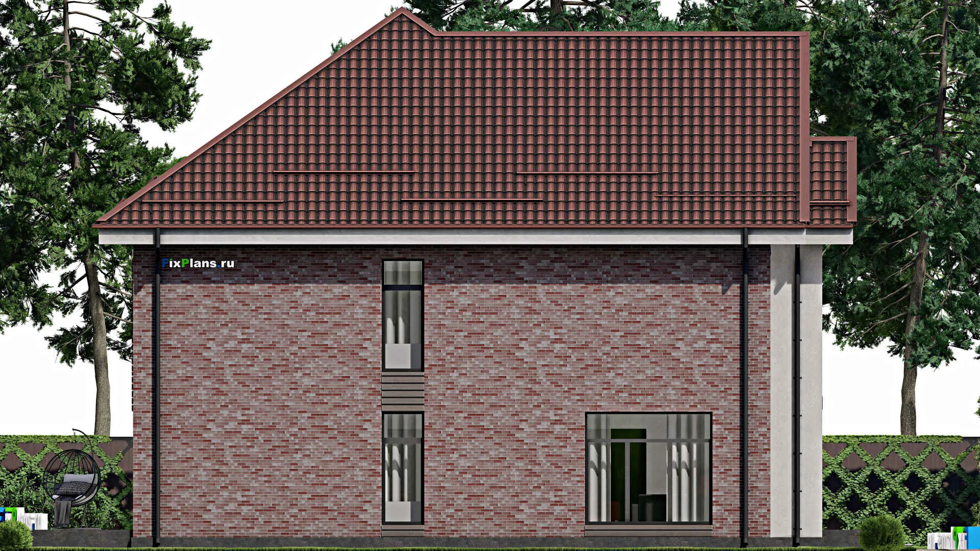 F-2240 - Проект двухэтажного дома 12 на 15, площадью 290 м² с террасой и 3 спальнями