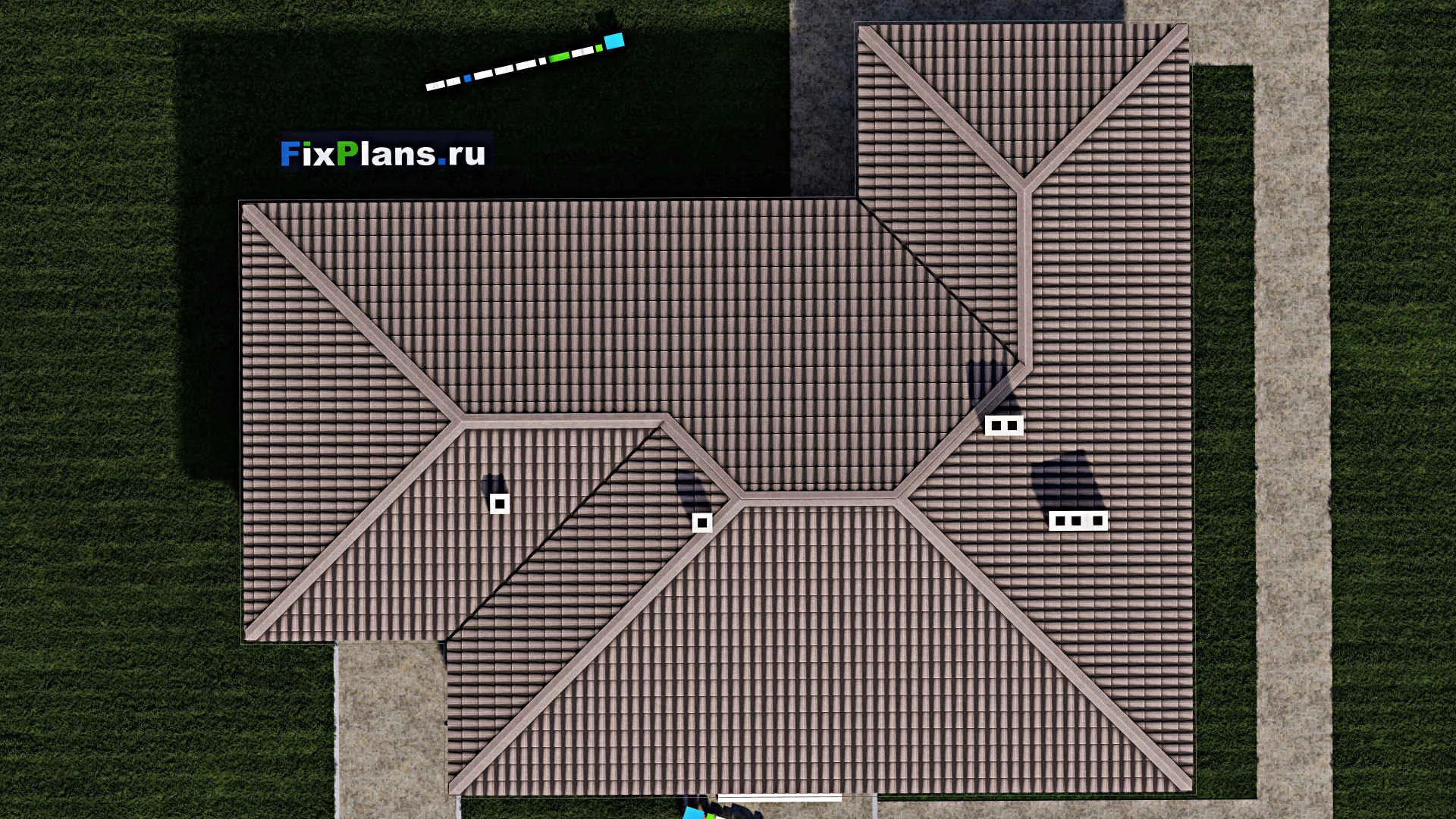 F-0827 - План одноэтажного дома 11 на 18, площадью 150 м² с террасой, гаражом на 1 машину и 3 спальнями