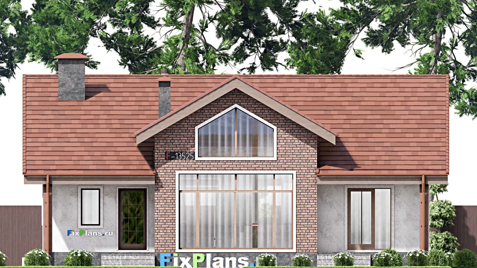 F-13535 - Проект одноэтажного дома 13 на 14, площадью 130 м² с террасой и 3 спальнями