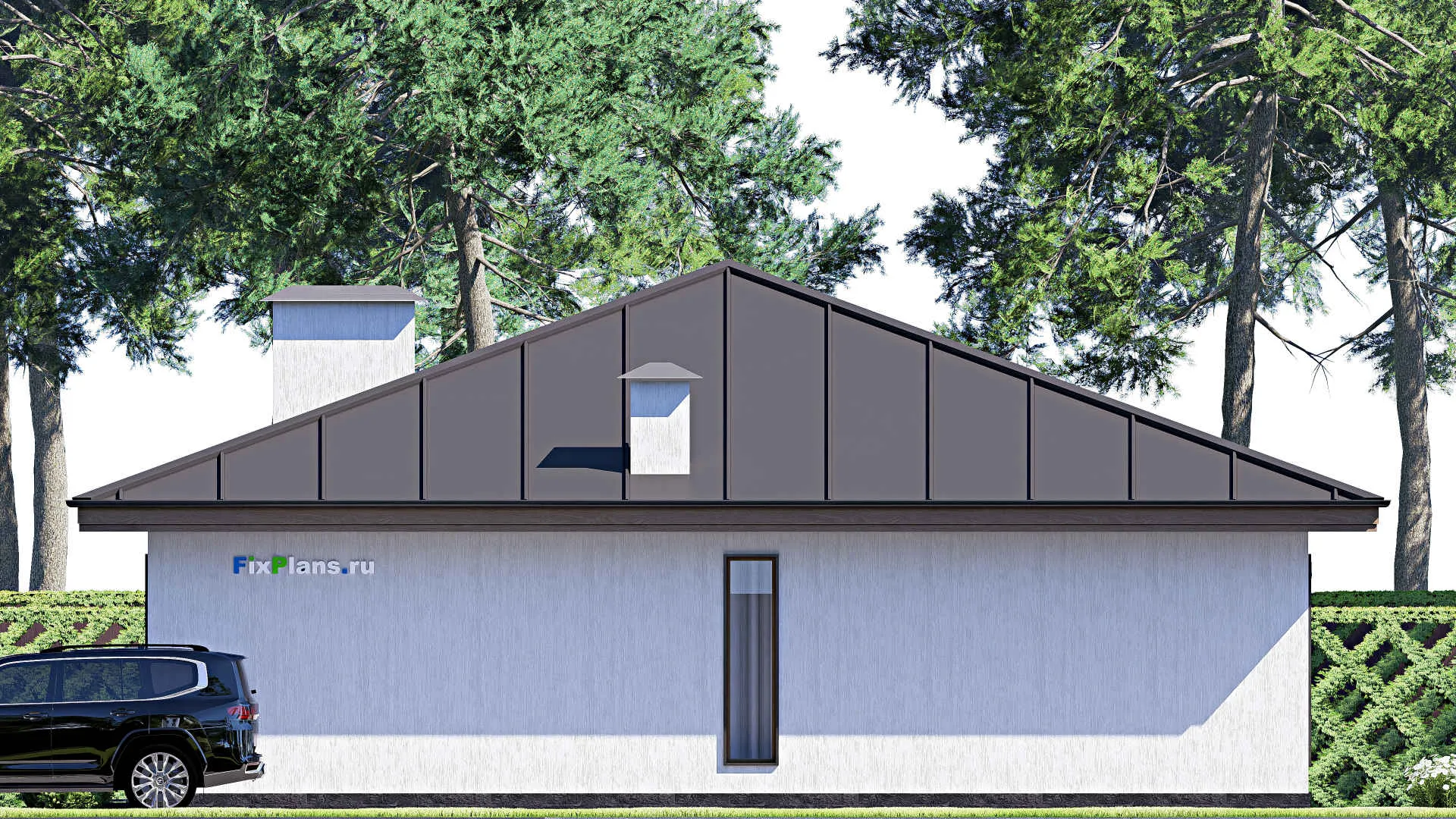 F-17450 - Проект одноэтажного дома 13 на 16, площадью 170 м² с террасой и 3 спальнями