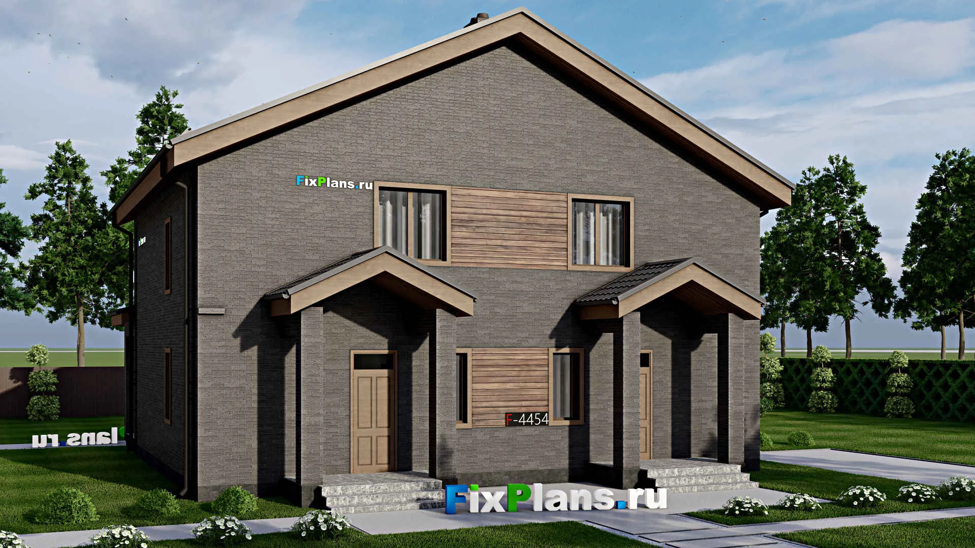 F-4454 - Проект дома с мансардой 11 на 13, площадью 240 м² с террасой и 6 спальнями