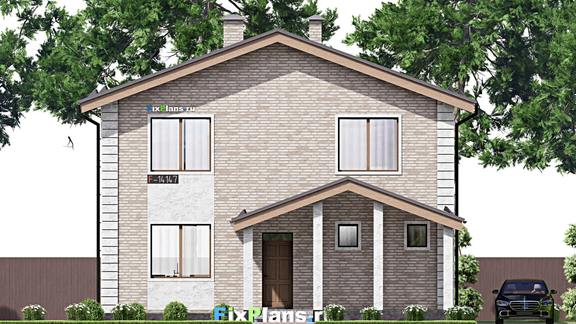 F-14147 - Планы двухэтажного дома 12 на 14, площадью 190 м² с 3 спальнями