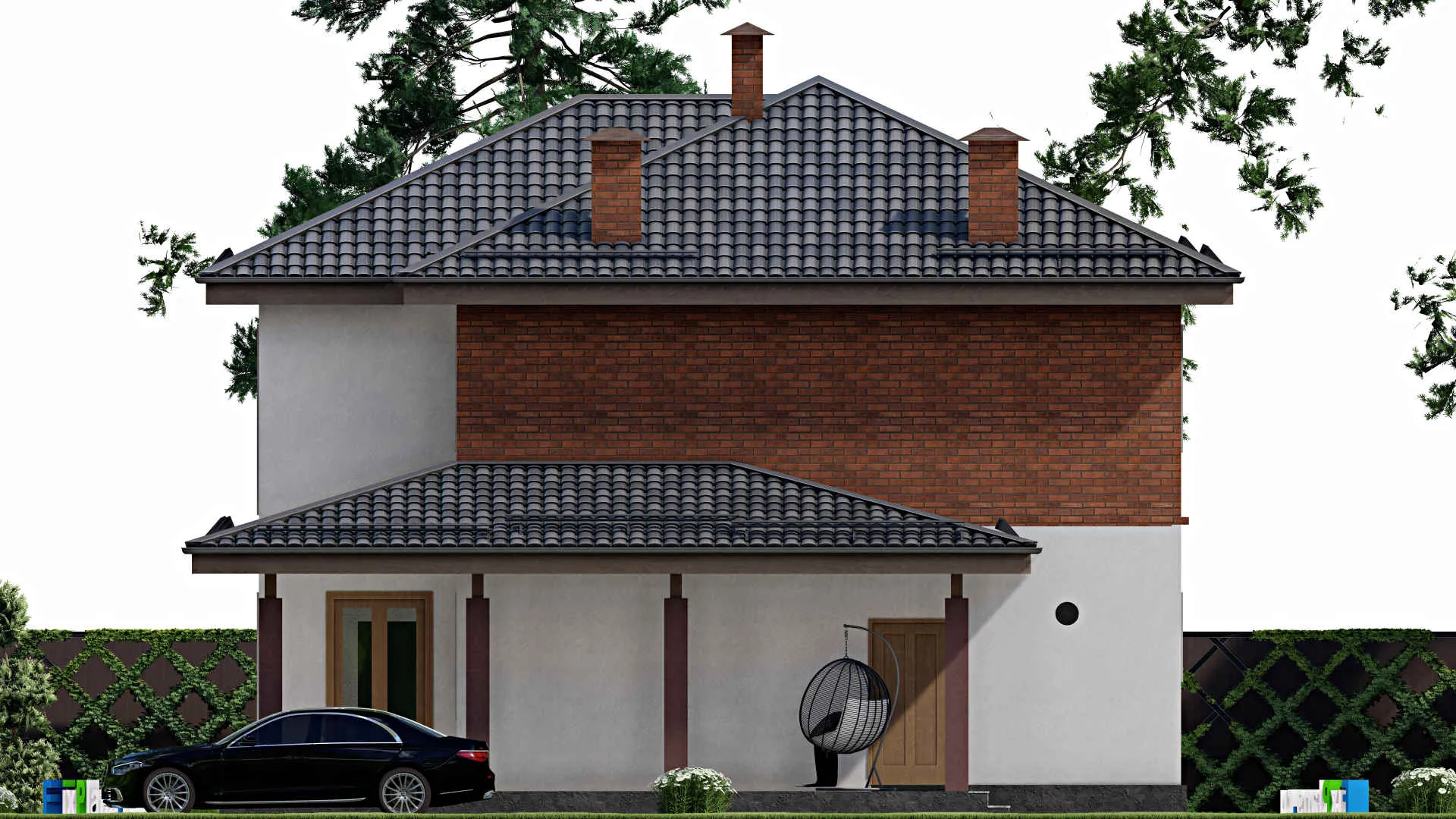 F-12239 - Проект двухэтажного дома 12 на 15, площадью 210 м² с 5 спальнями