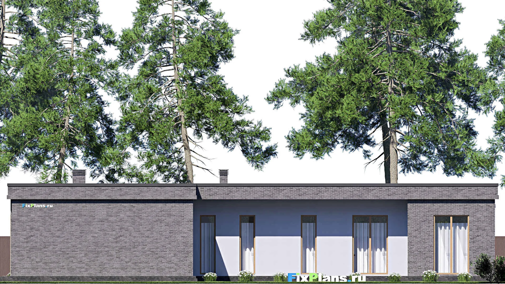 F-19817 - План одноэтажного дома 22 на 25, площадью 330 м² с террасой, гаражом на 2 машины и 1 спальнями