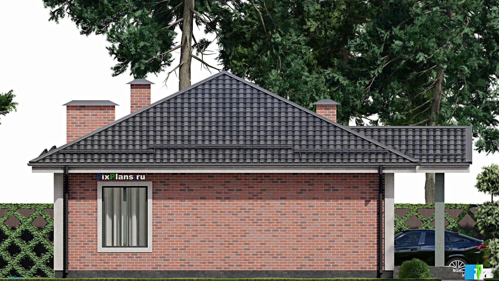 F-9206 - Проект одноэтажного дома 13 на 15, площадью 140 м² с 3 спальнями