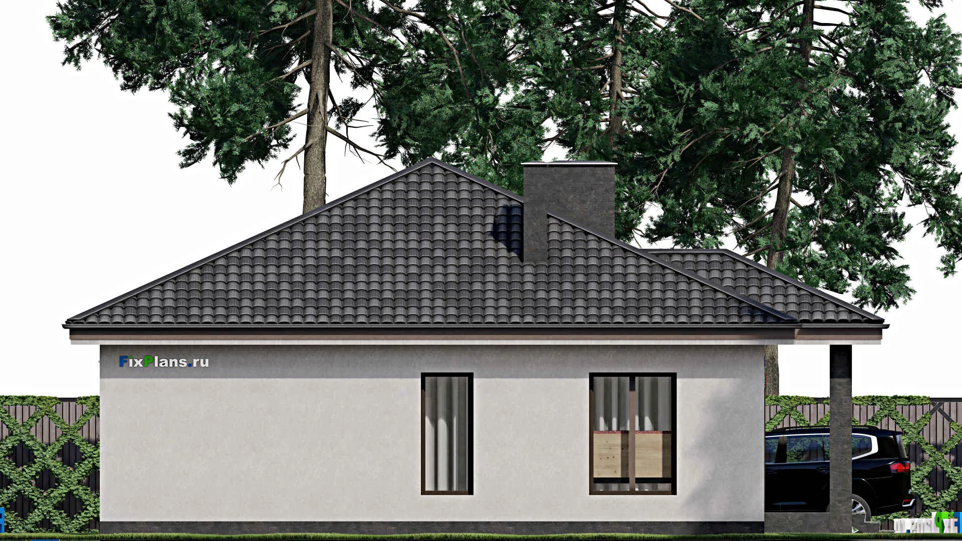 F-1466 - Проект одноэтажного дома 12 на 19, площадью 160 м² с гаражом на 2 машины и 3 спальнями