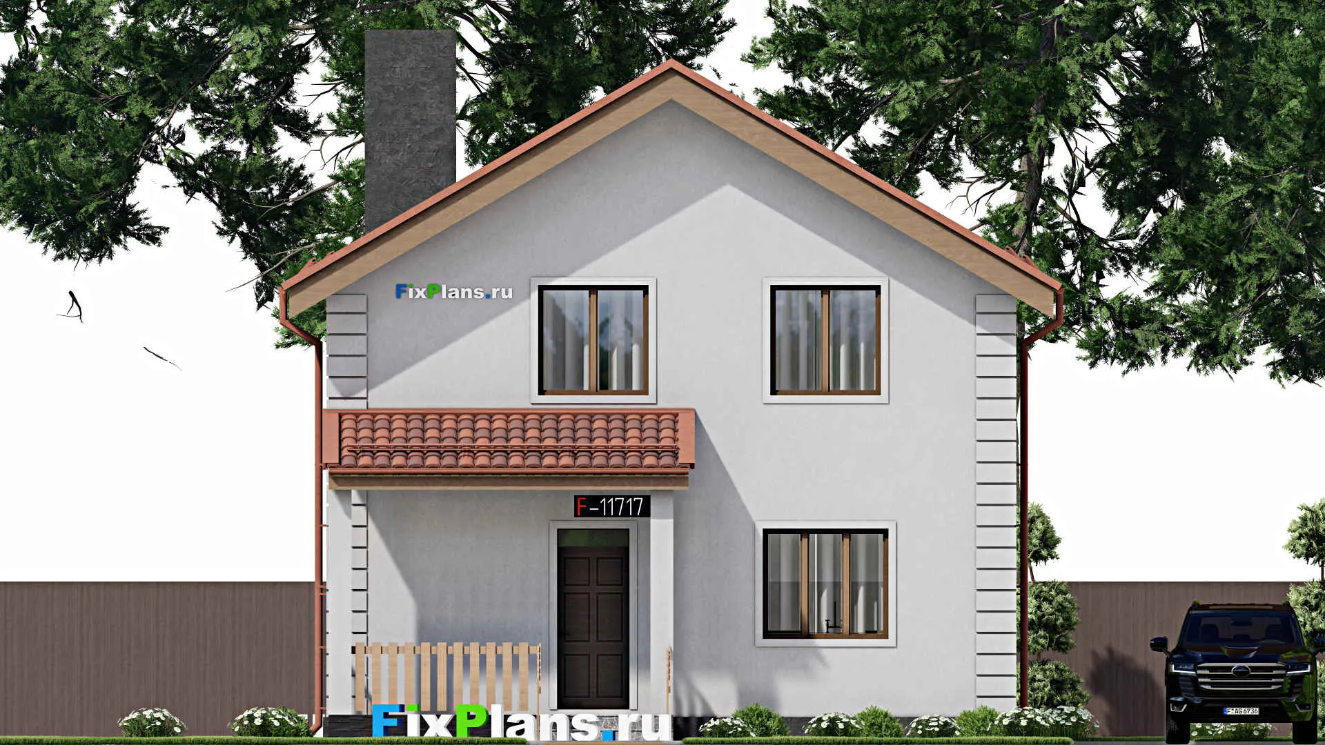 F-11717 - Проект дома с мансардой 9 на 10, площадью 250 м² с балконом и 3 спальнями