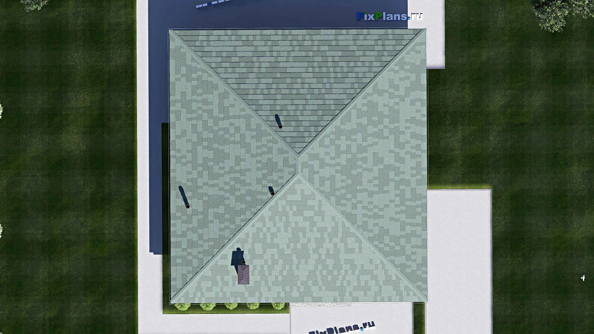 F-19016 - План одноэтажного дома 15 на 16, площадью 190 м² с террасой и 3 спальнями