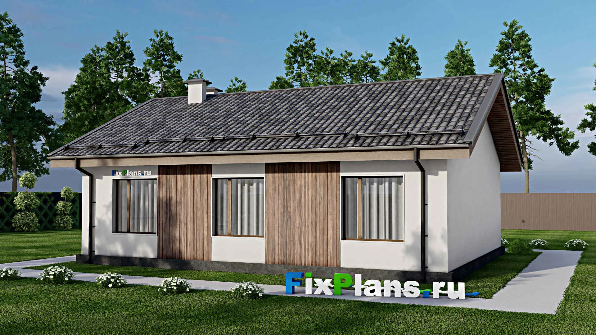 F-11780 - Проект одноэтажного дома 10 на 13, площадью 100 м² с 3 спальнями