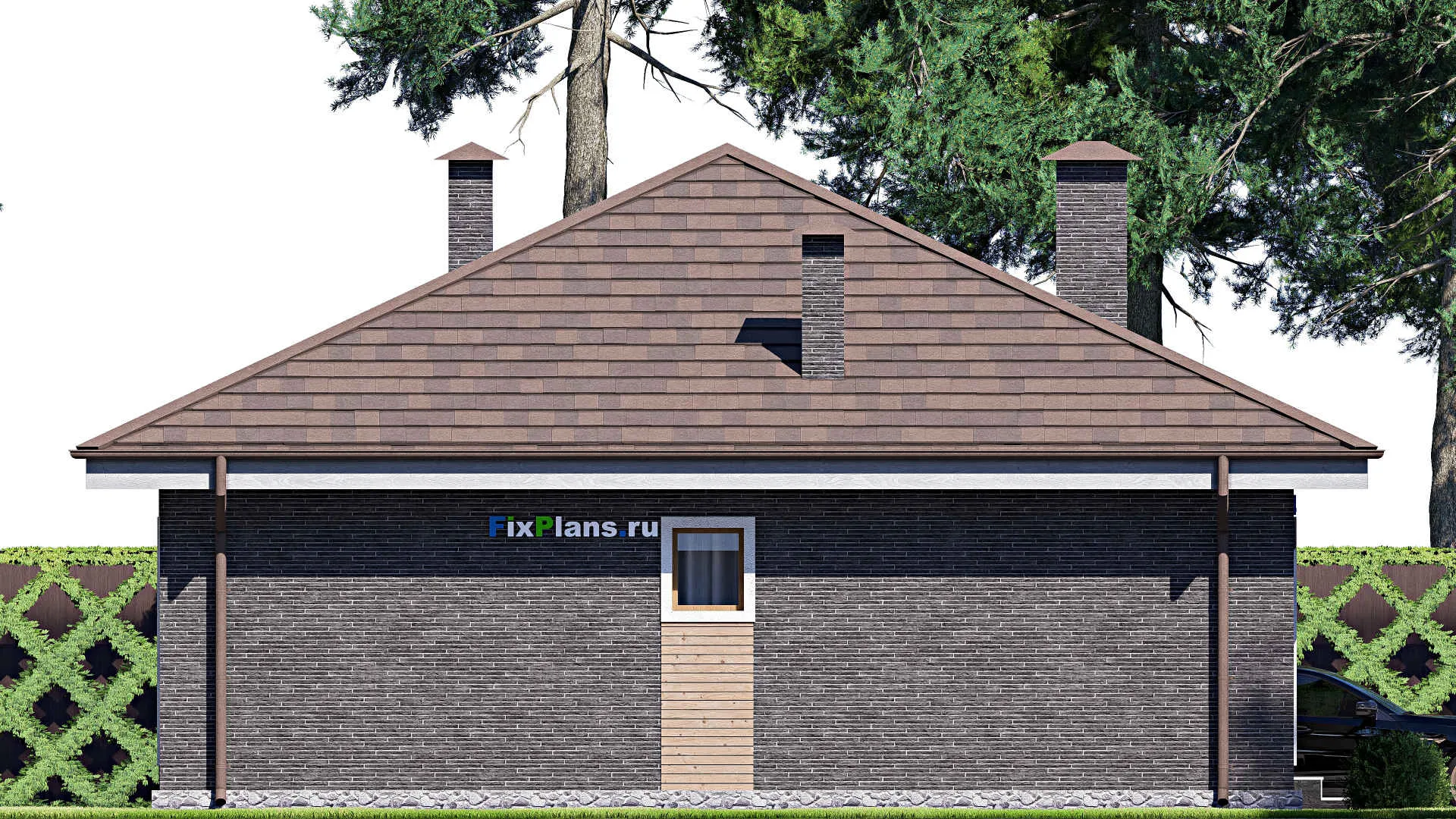 F-17621 - План одноэтажного дома 11 на 11, площадью 80 м² с 3 спальнями