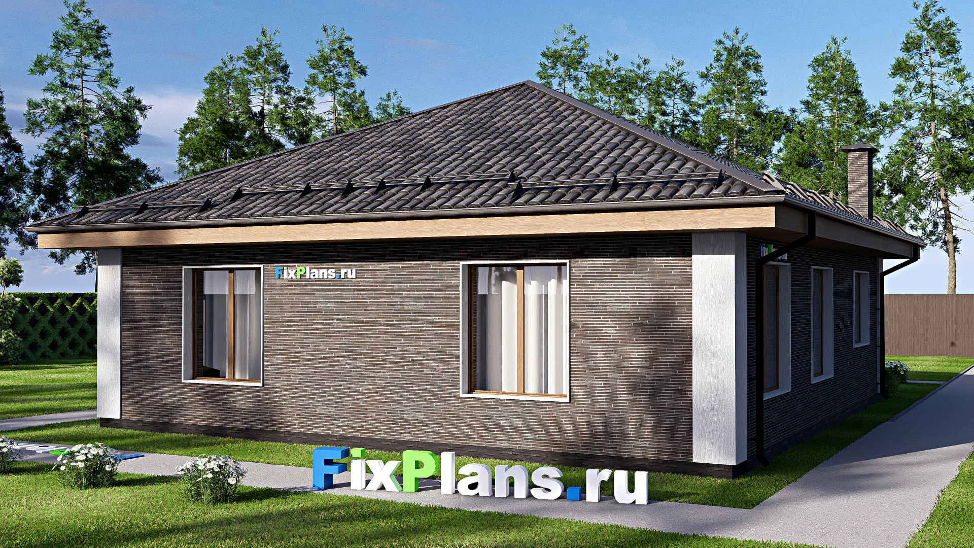 F-17864 - План одноэтажного дома 12 на 13, площадью 110 м² с 3 спальнями