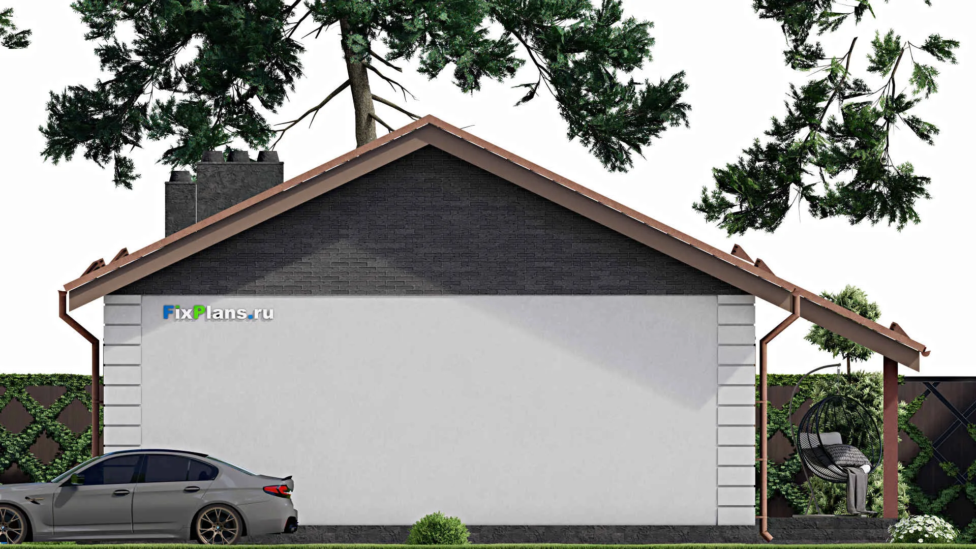 F-7901 - Проект одноэтажного дома 10 на 15, площадью 130 м² с террасой и 3 спальнями