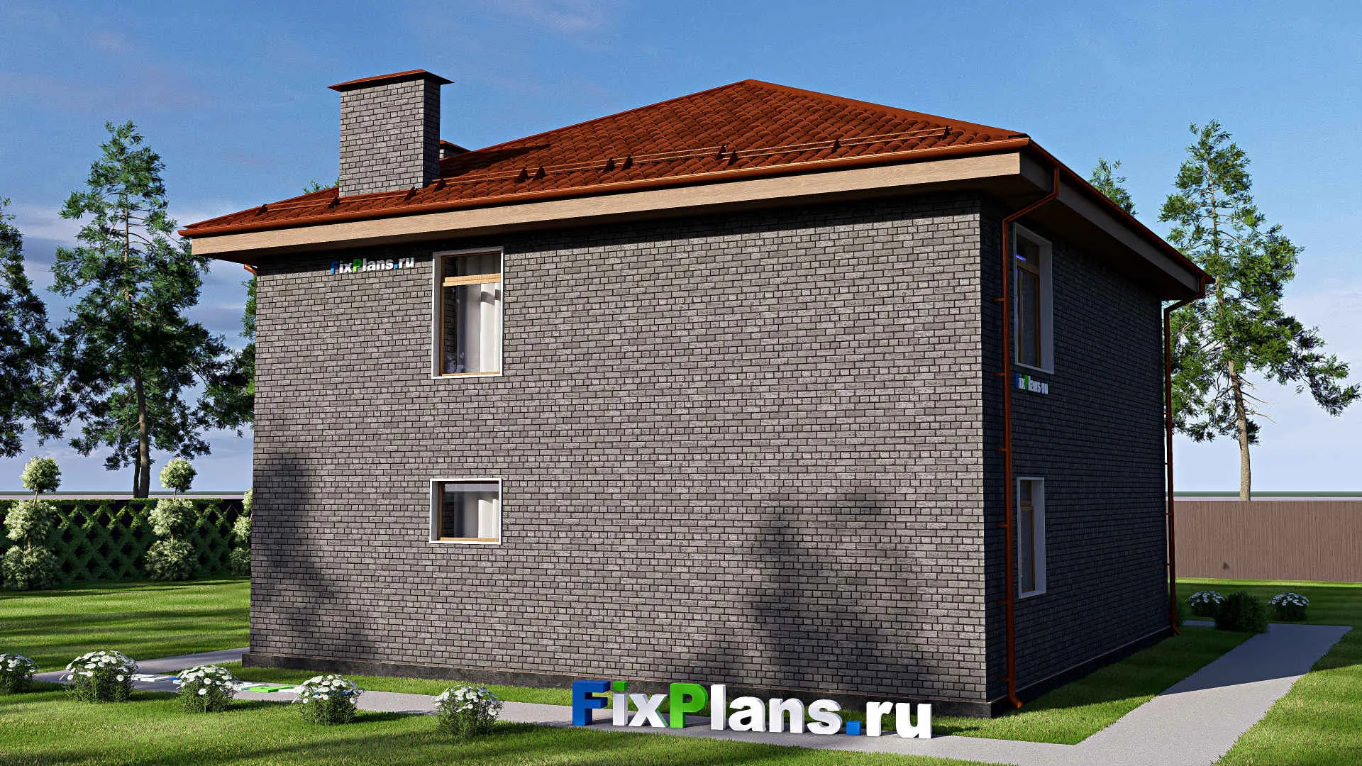 F-17693 - Проект двухэтажного дома 12 на 14, площадью 200 м² с террасой, балконом и 4 спальнями