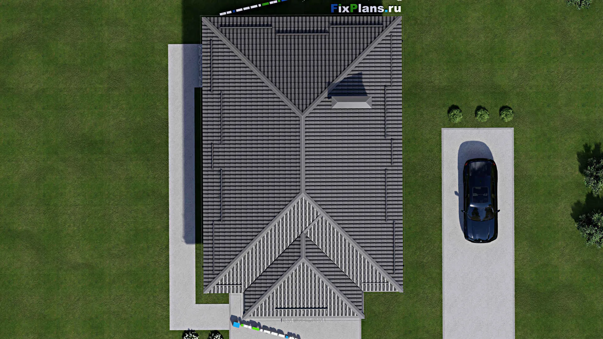 F-4220 - План одноэтажного дома 10 на 15, площадью 110 м² с террасой и 3 спальнями