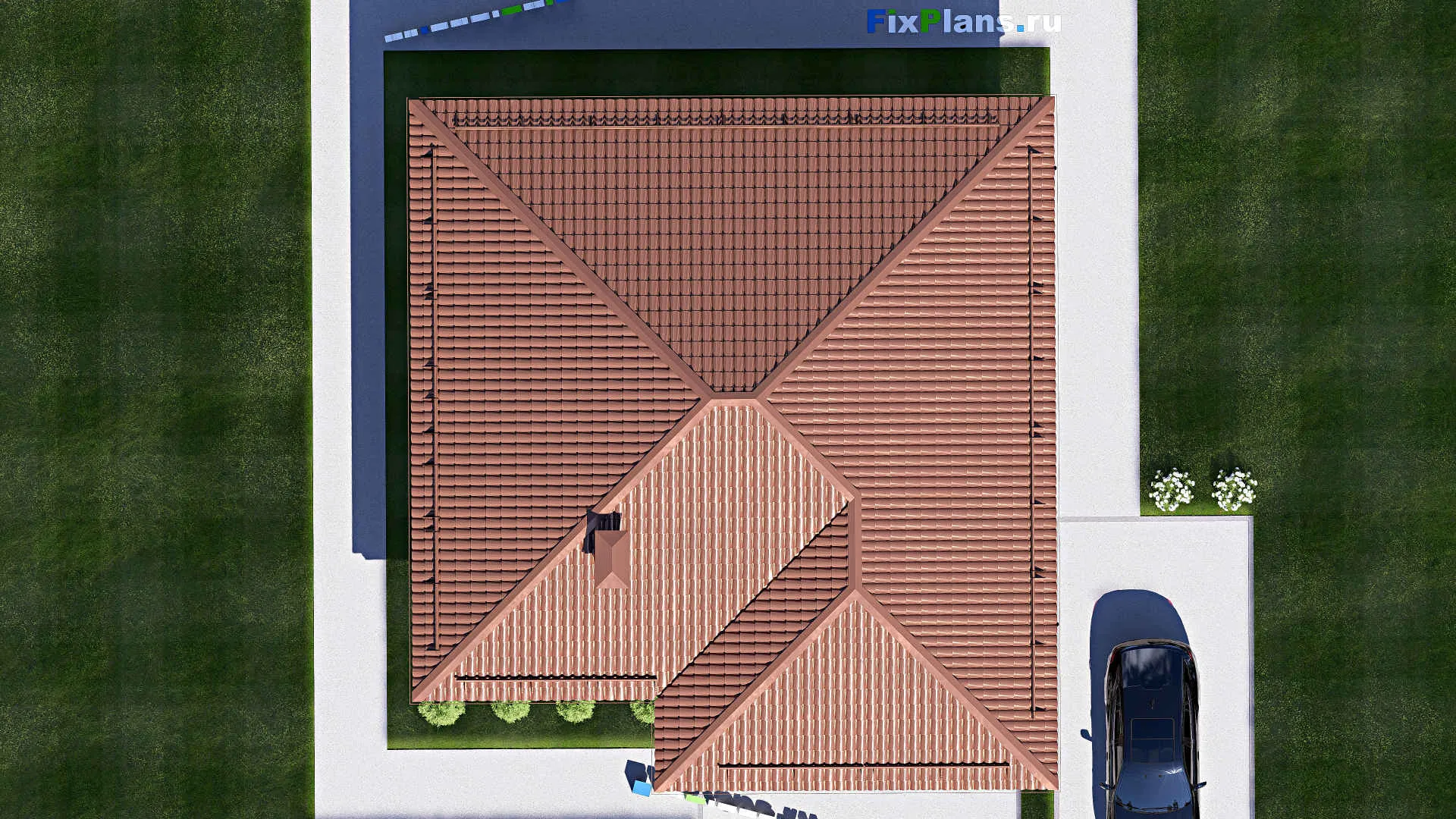 F-18296 - План одноэтажного дома 12 на 13, площадью 120 м² с 2 спальнями