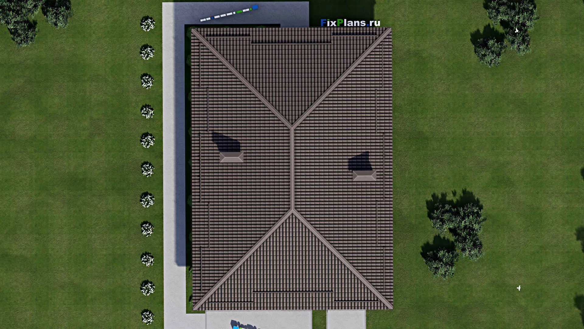 F-3311 - Проект одноэтажного дома 12 на 18, площадью 180 м² с террасой, гаражом на 1 машину и 3 спальнями