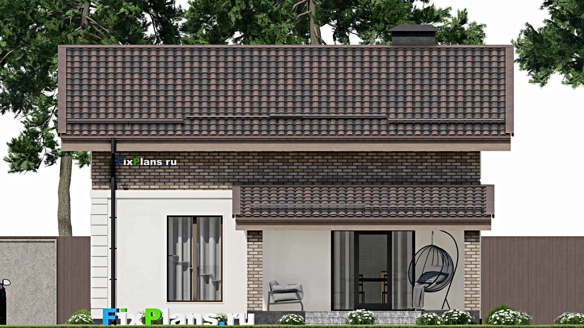 F-4796 - Проект дома с мансардой 9 на 11, площадью 140 м² с террасой и 3 спальнями