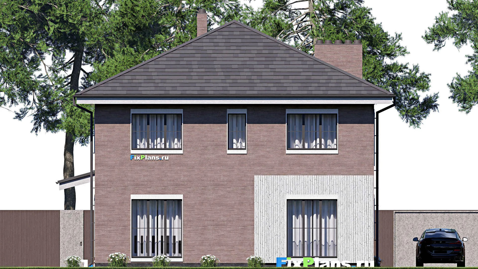 F-20042 - Проект двухэтажного дома 12 на 14, площадью 220 м² с 5 спальнями