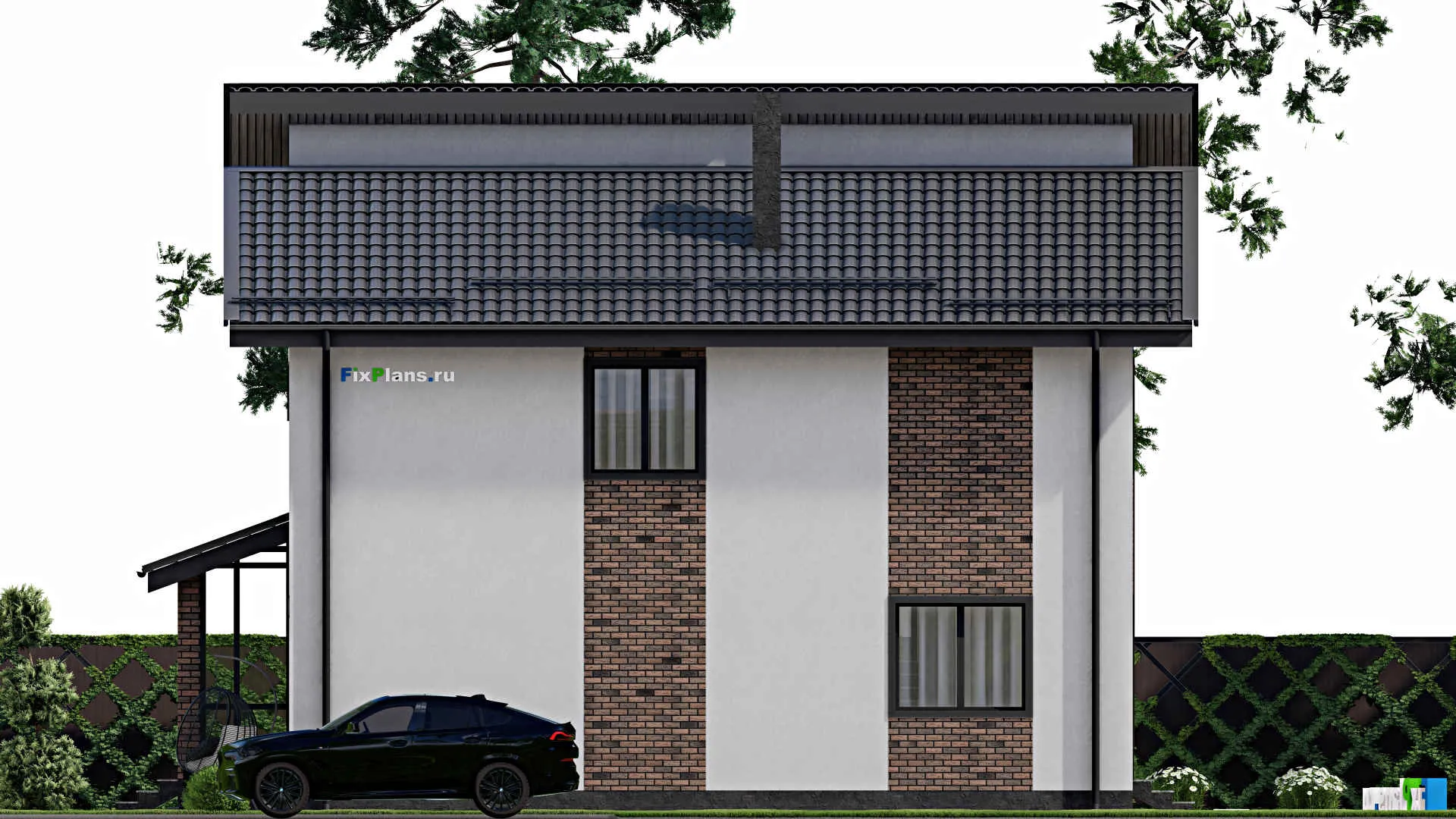 F-2339 - Проект двухэтажного дома 11 на 12, площадью 150 м² с баней и 4 спальнями